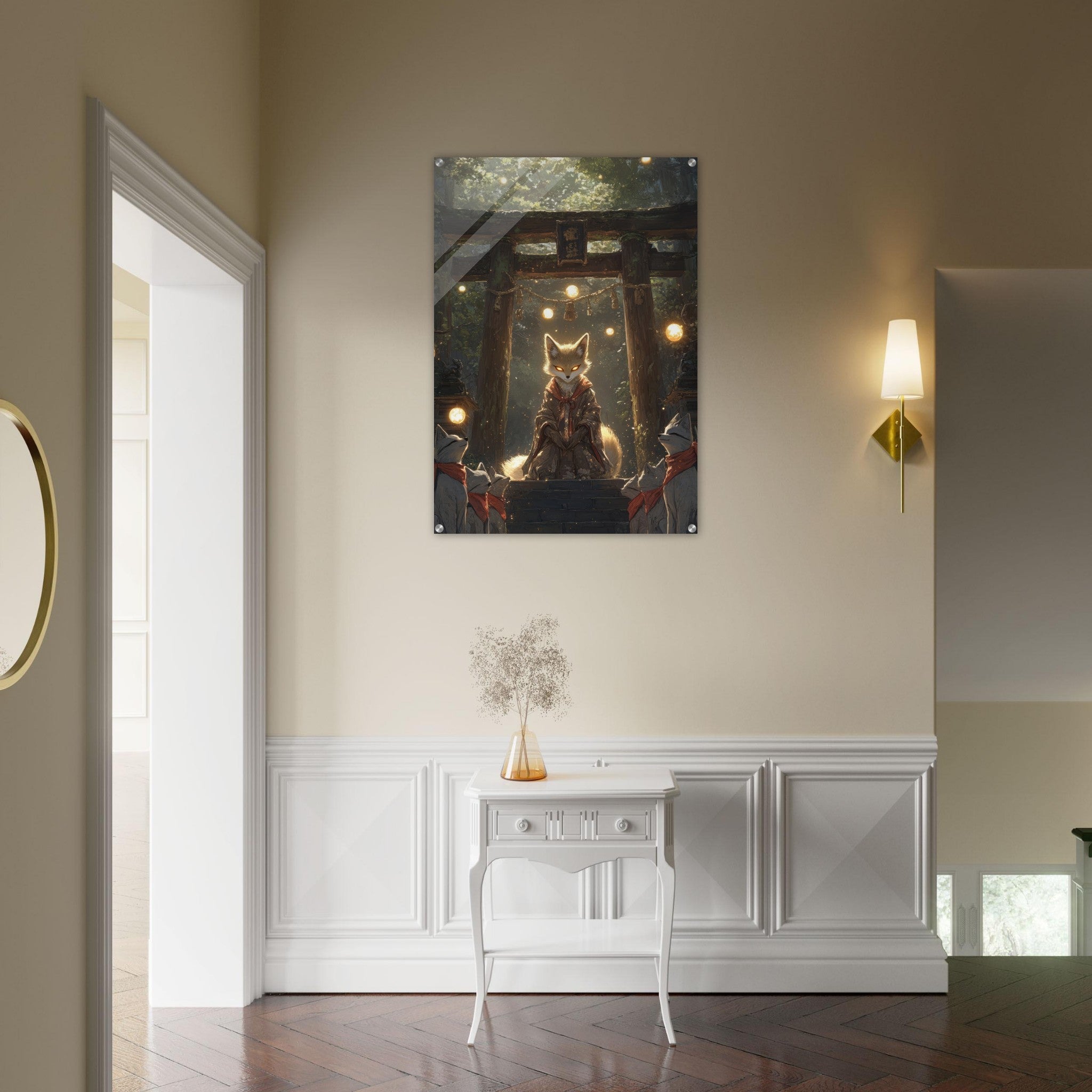 Acrylic Print Portrait - The Celestial Foxs Shrine Neo - Classical A nine - t - Shop Ai Art WebShop - Digital Art online Store