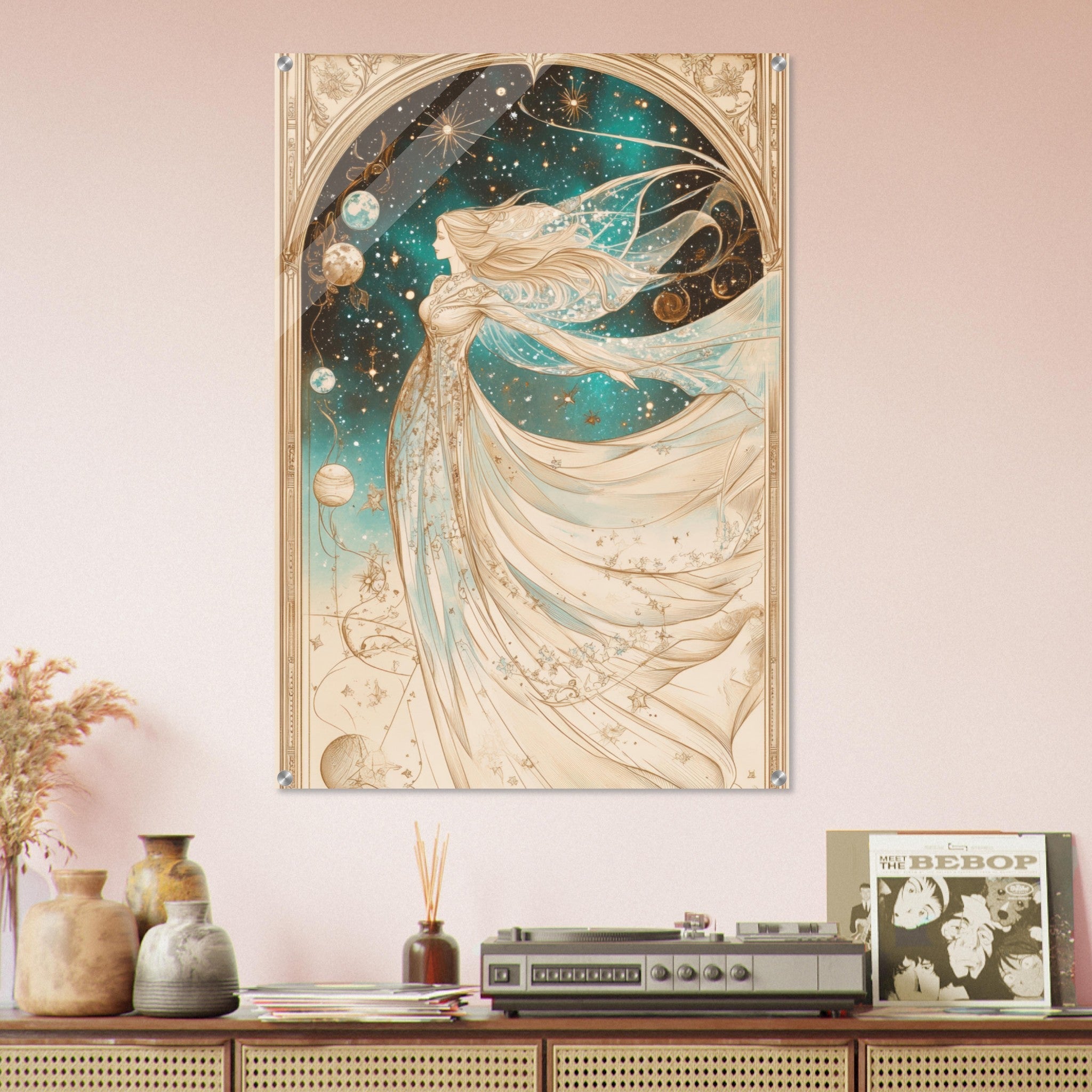 Acrylic Print Portrait - The Cosmic Muse A hand - drawn illustration 2 - Shop Ai Art WebShop - Digital Art online Store