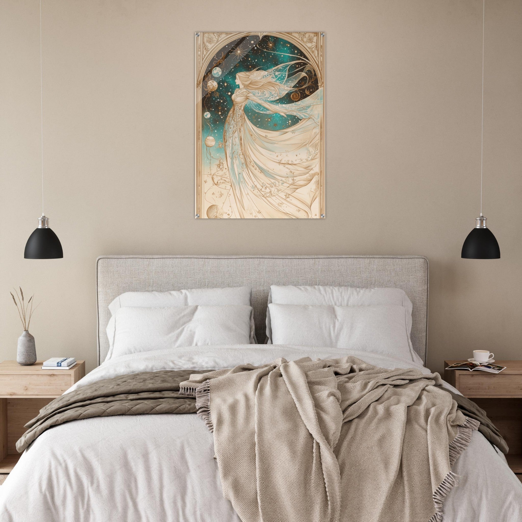 Acrylic Print Portrait - The Cosmic Muse A hand - drawn illustration 2 - Shop Ai Art WebShop - Digital Art online Store