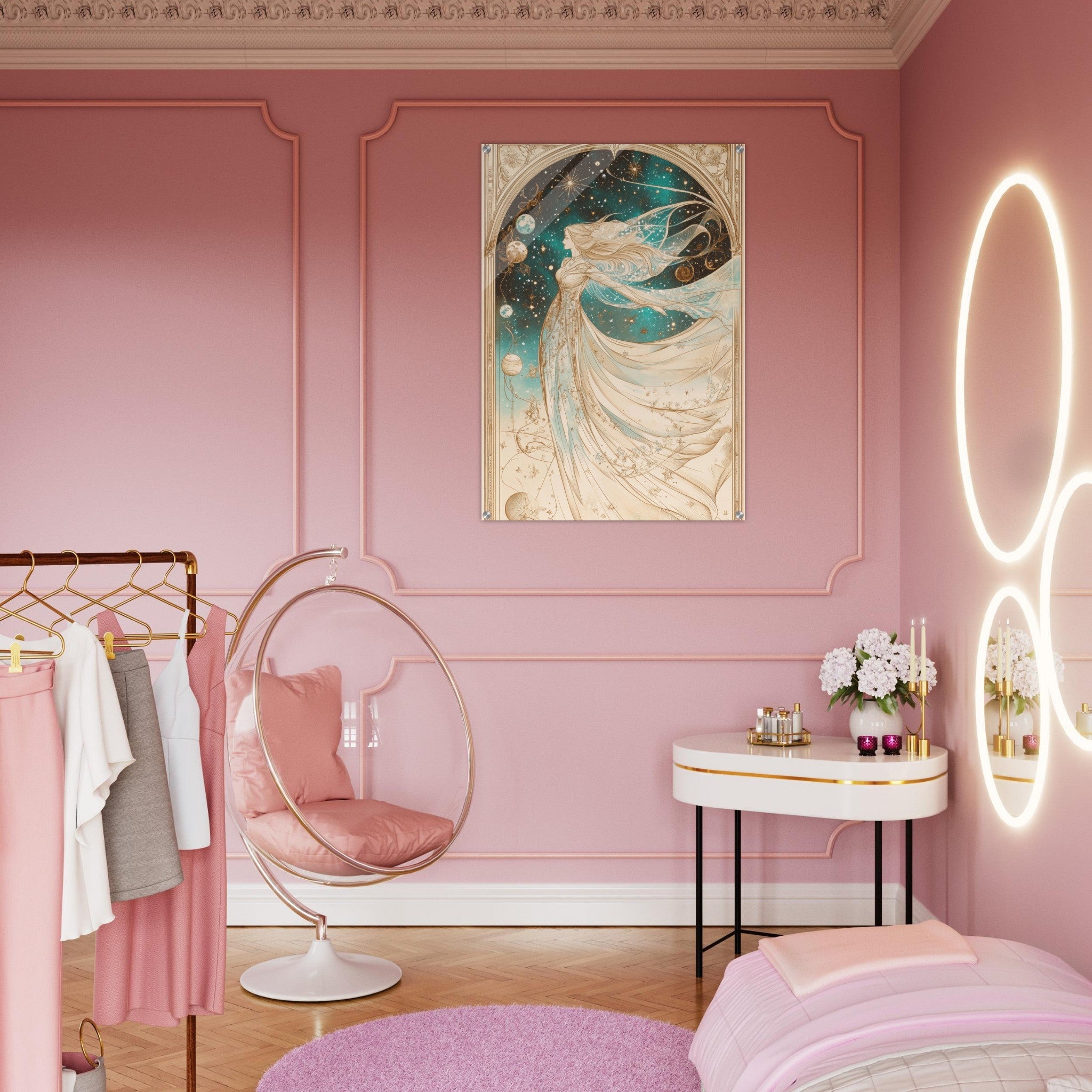 Acrylic Print Portrait - The Cosmic Muse A hand - drawn illustration 2 - Shop Ai Art WebShop - Digital Art online Store