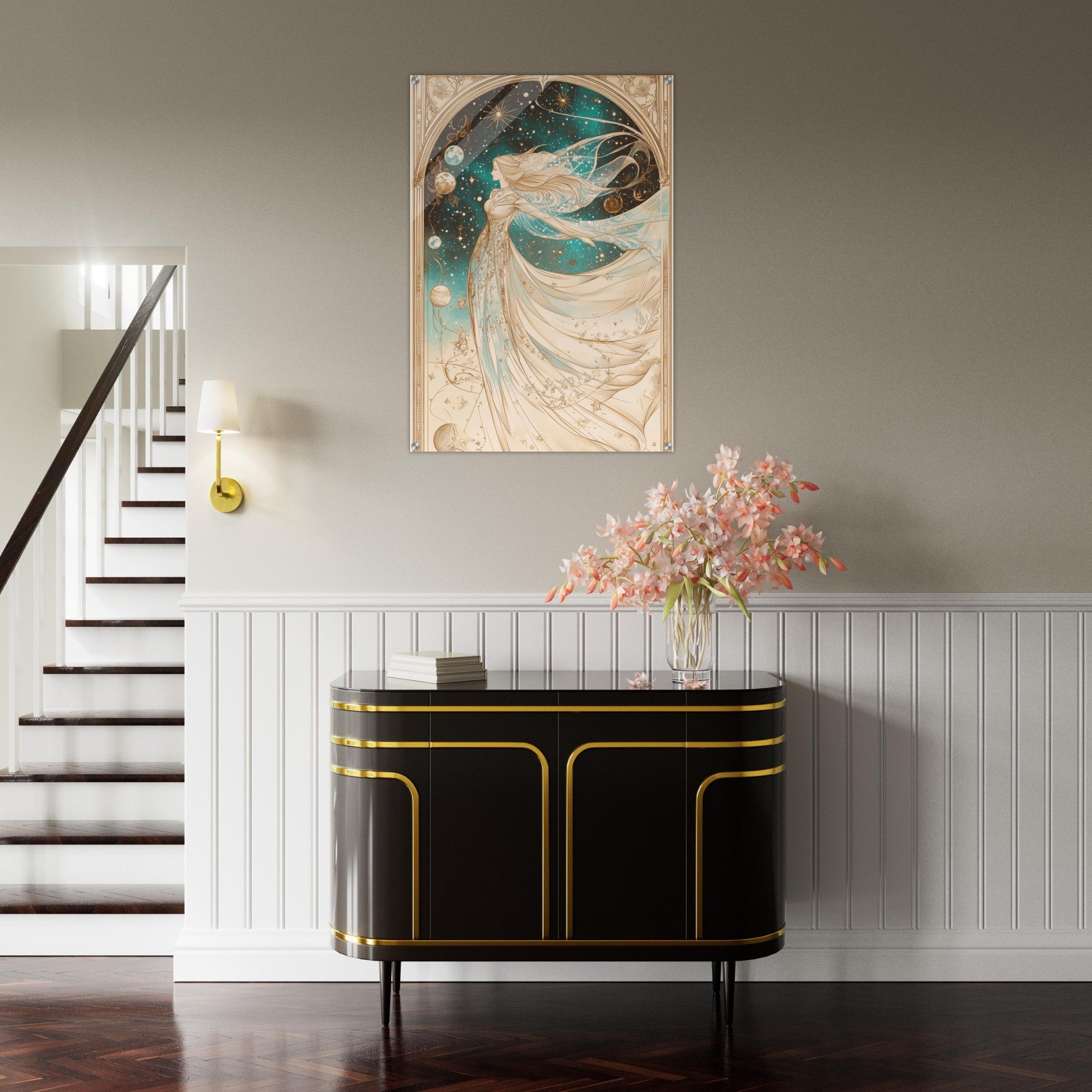 Acrylic Print Portrait - The Cosmic Muse A hand - drawn illustration 2 - Shop Ai Art WebShop - Digital Art online Store