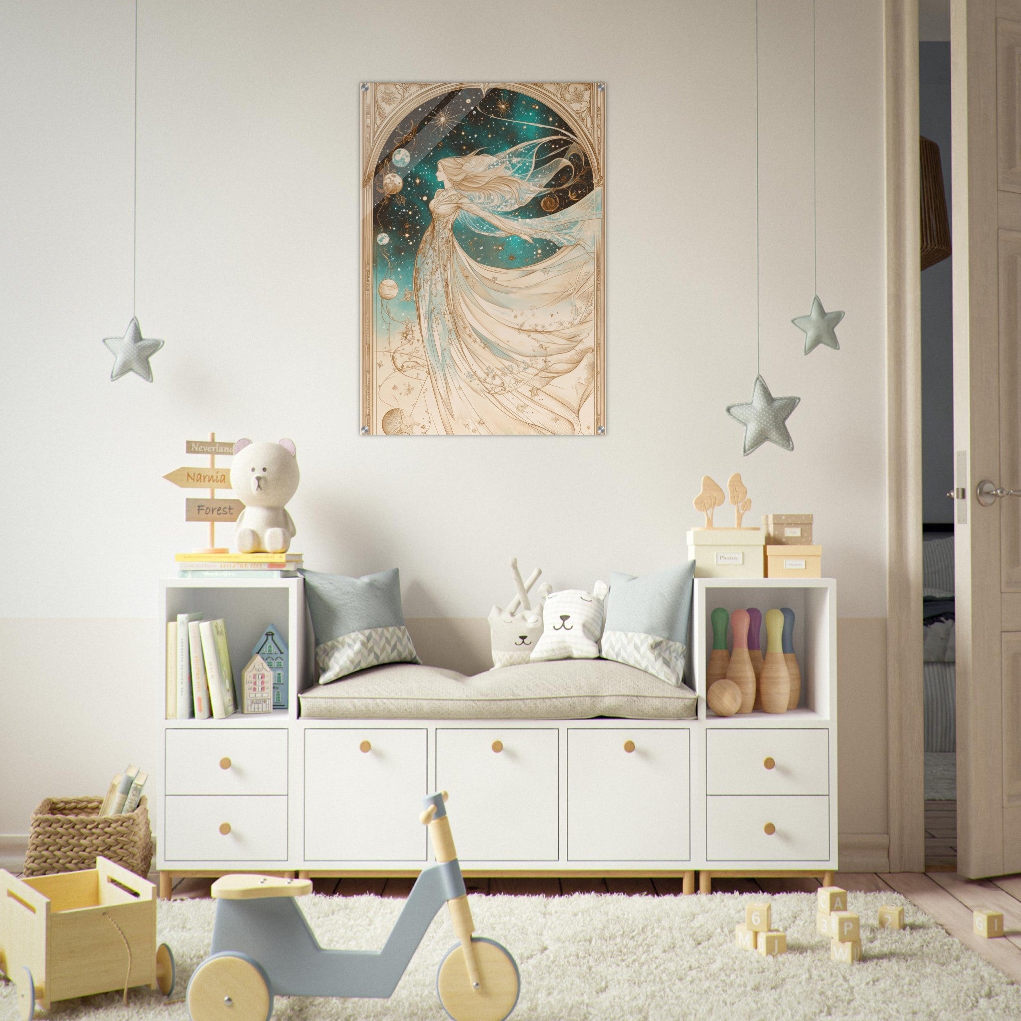 Acrylic Print Portrait - The Cosmic Muse A hand - drawn illustration 2 - Shop Ai Art WebShop - Digital Art online Store