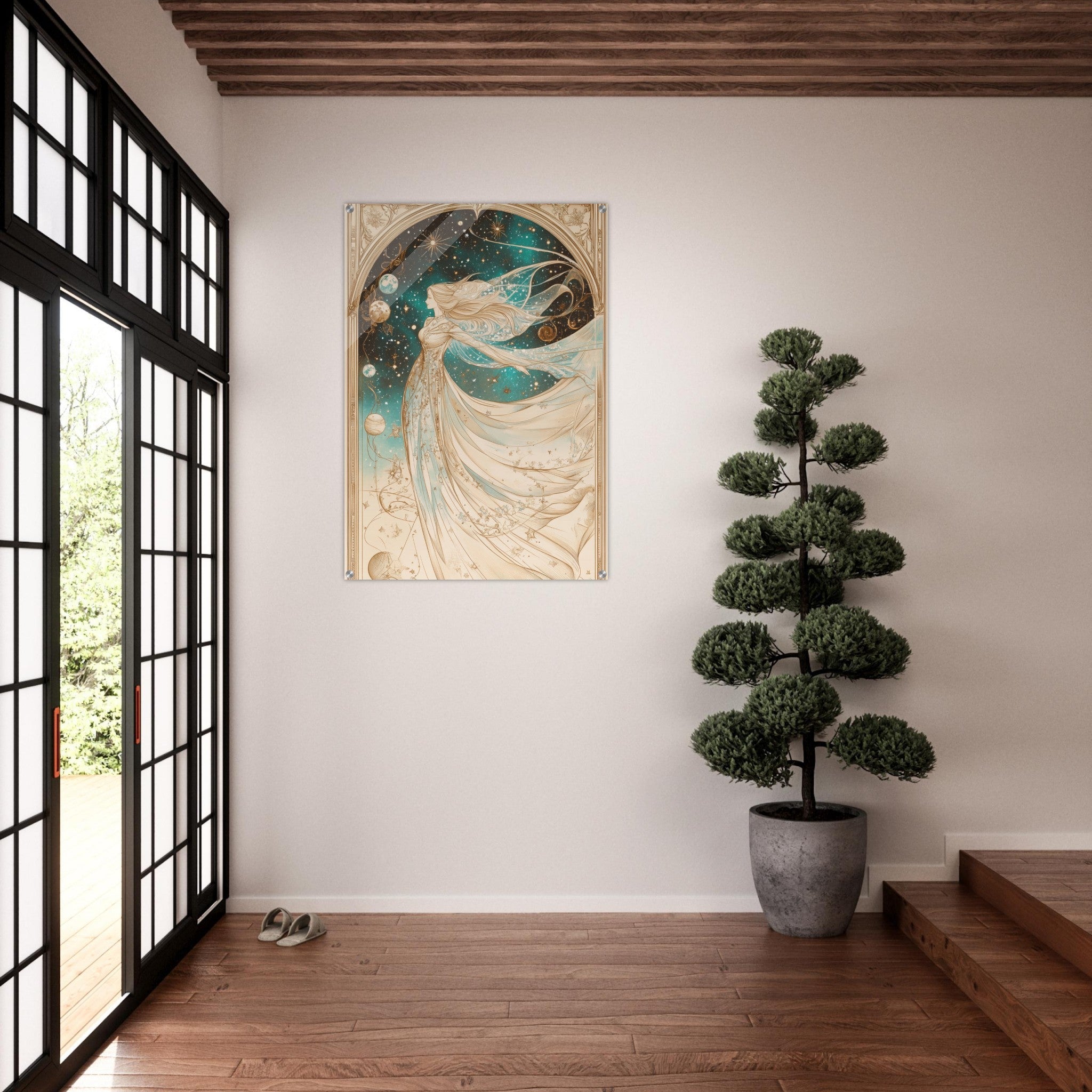 Acrylic Print Portrait - The Cosmic Muse A hand - drawn illustration 2 - Shop Ai Art WebShop - Digital Art online Store