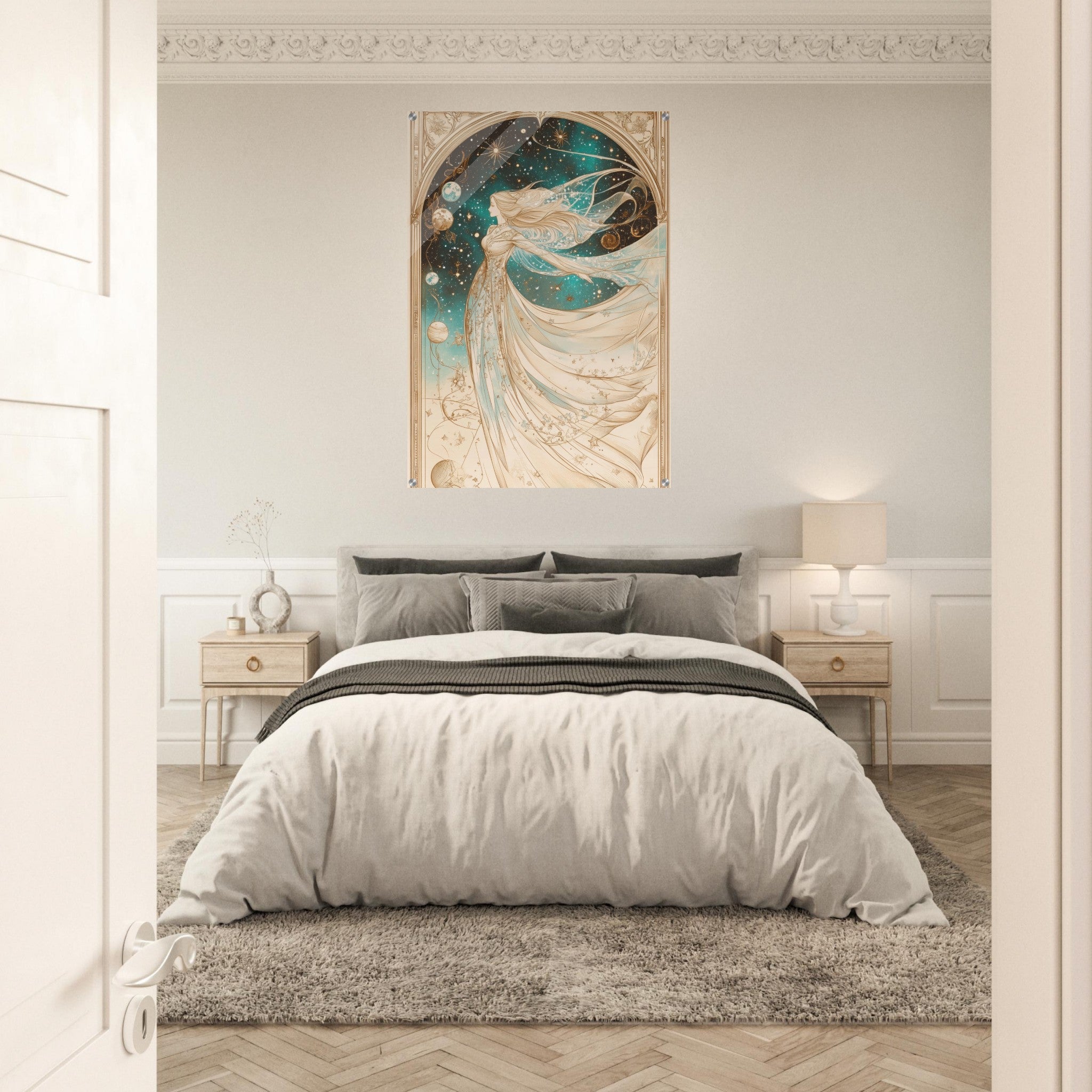 Acrylic Print Portrait - The Cosmic Muse A hand - drawn illustration 2 - Shop Ai Art WebShop - Digital Art online Store