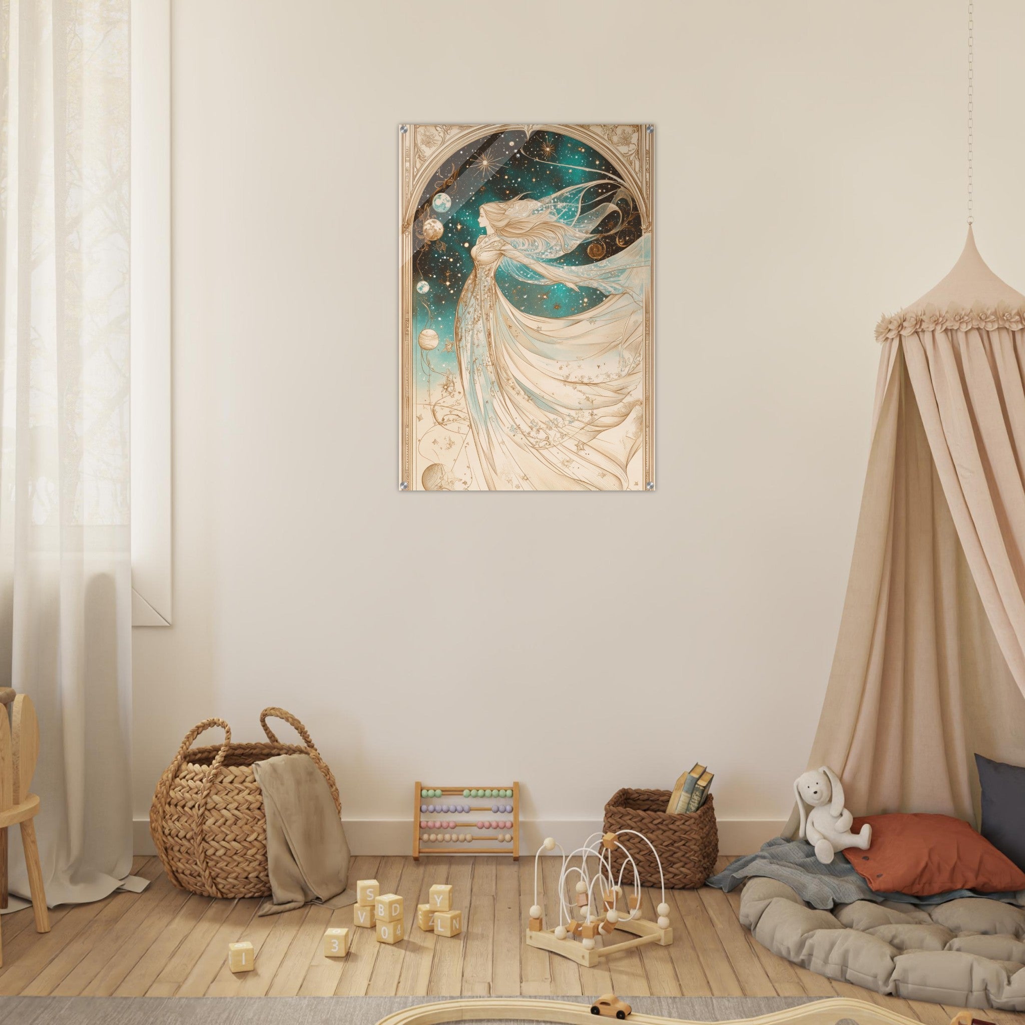 Acrylic Print Portrait - The Cosmic Muse A hand - drawn illustration 2 - Shop Ai Art WebShop - Digital Art online Store