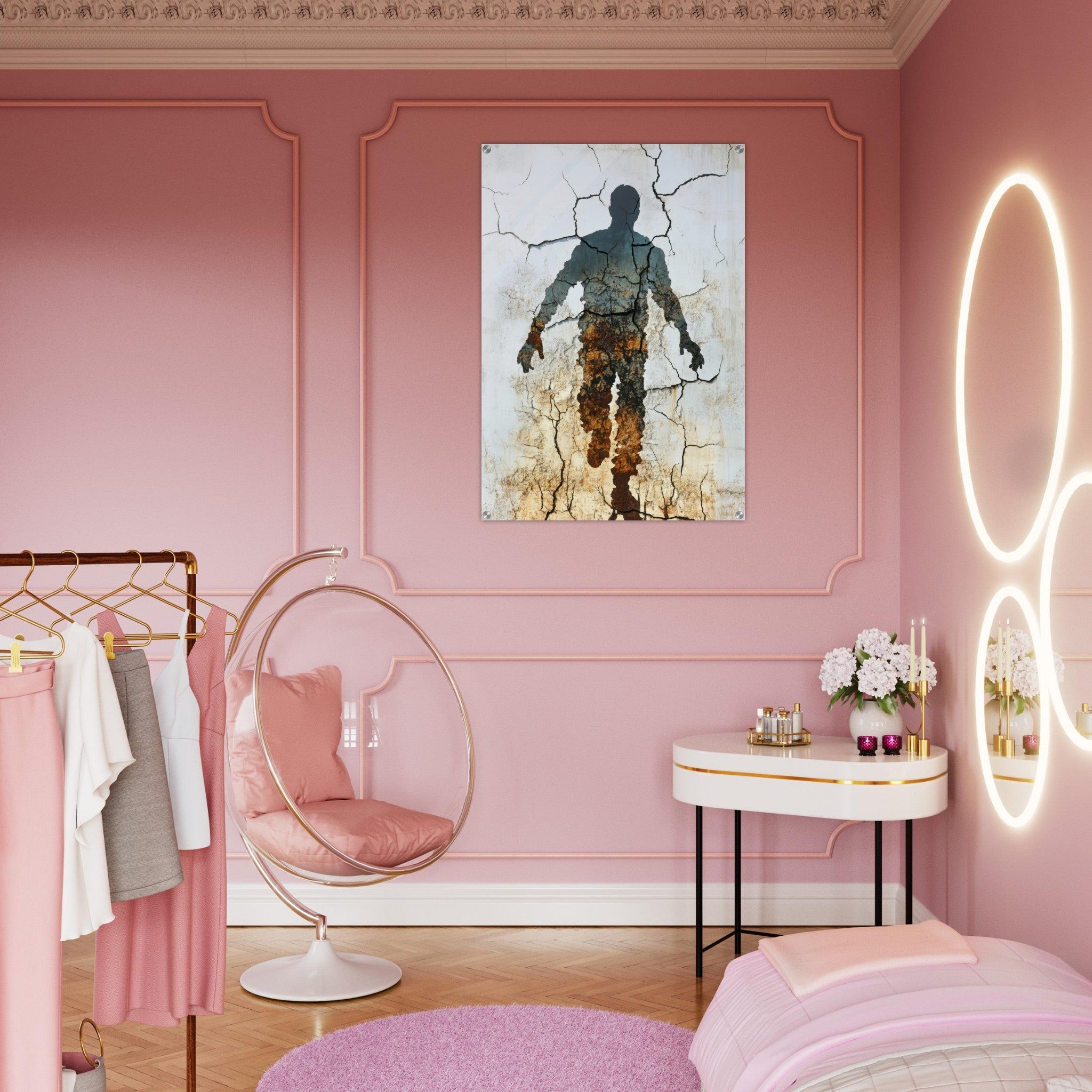 Acrylic Print Portrait - The Erosion of Thought Layers of cracked peeling 3 - Shop Ai Art WebShop - Digital Art online Store