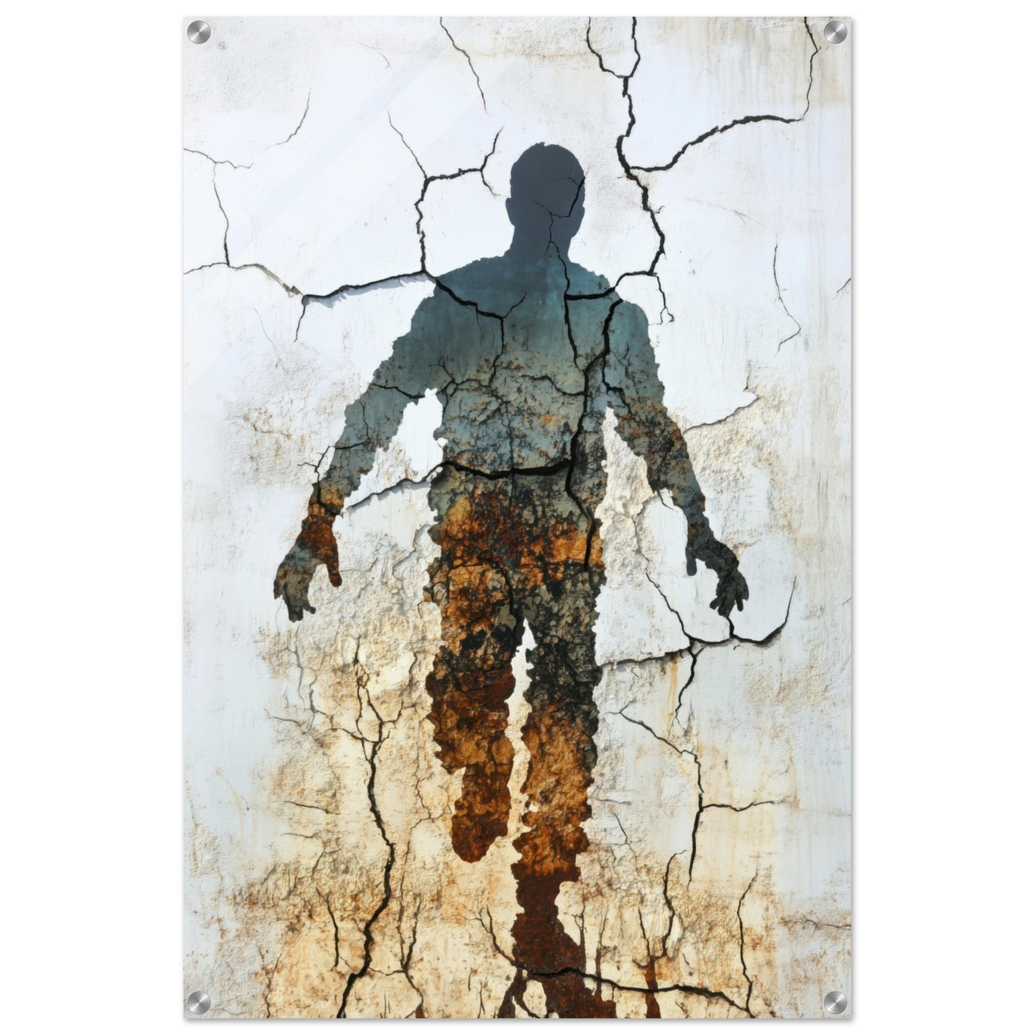 Acrylic Print Portrait - The Erosion of Thought Layers of cracked peeling 3 - Shop Ai Art WebShop - Digital Art online Store