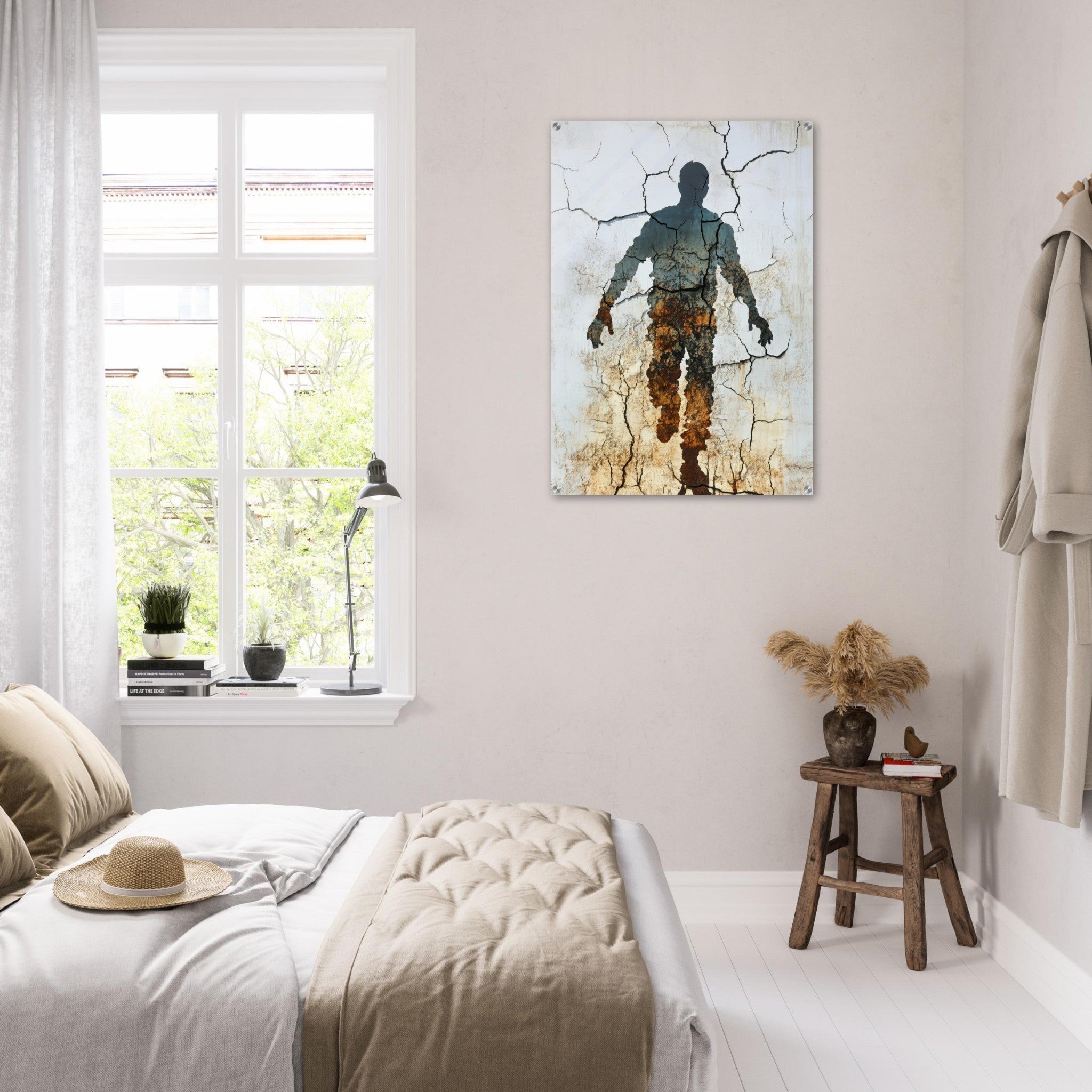 Acrylic Print Portrait - The Erosion of Thought Layers of cracked peeling 3 - Shop Ai Art WebShop - Digital Art online Store