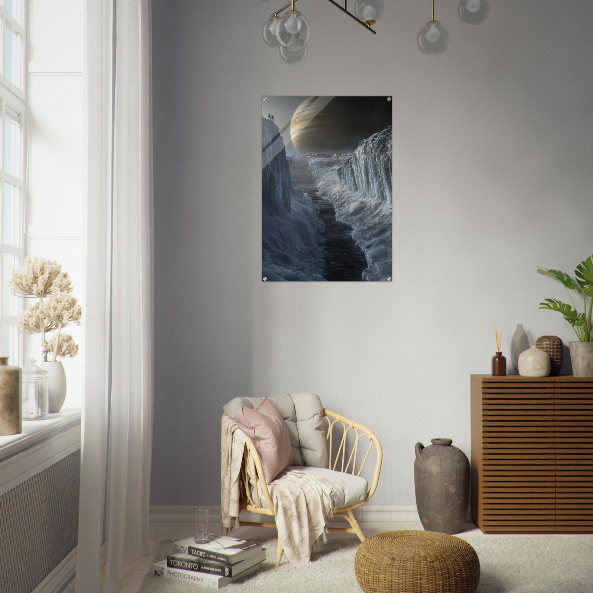 Acrylic Print Portrait - The Frozen Wasteland of Europa An expedition tea 2 - Shop Ai Art WebShop - Digital Art online Store