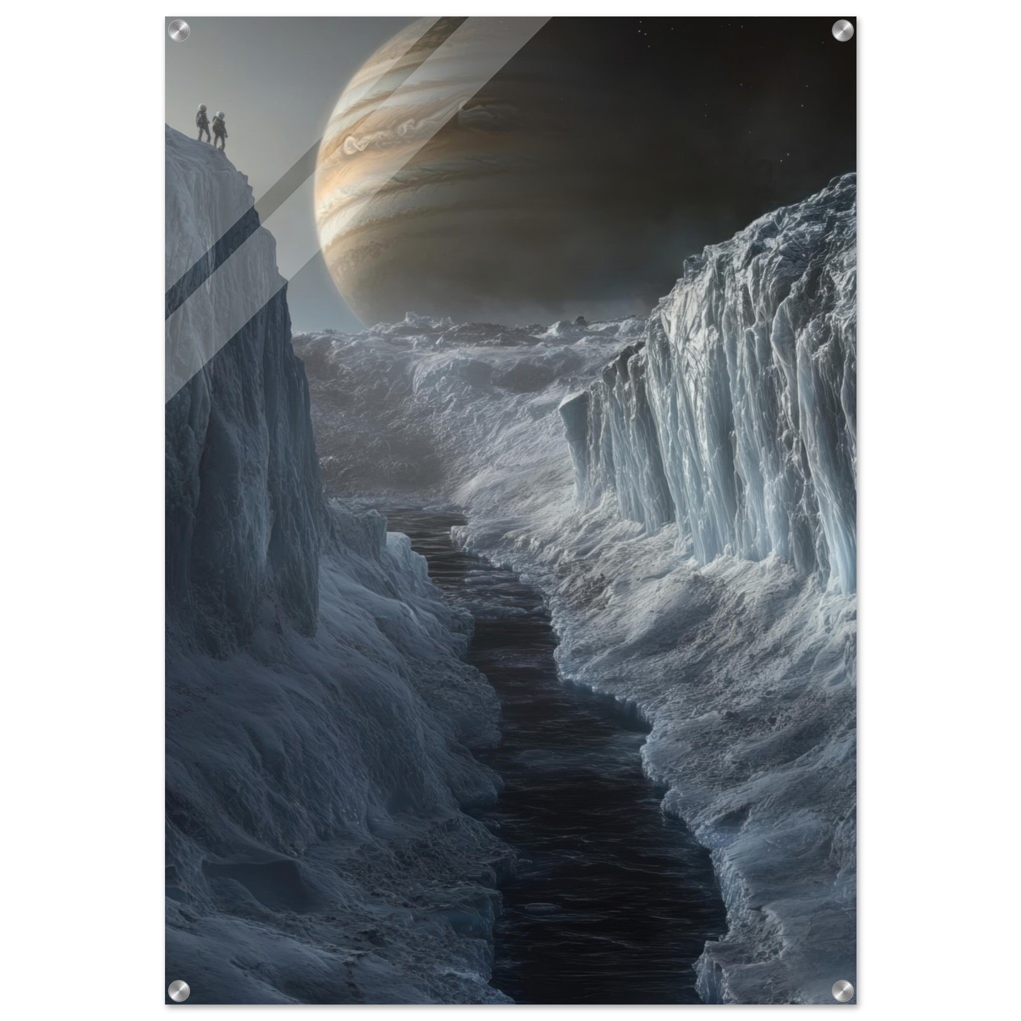 Acrylic Print Portrait - The Frozen Wasteland of Europa An expedition tea 2 - Shop Ai Art WebShop - Digital Art online Store