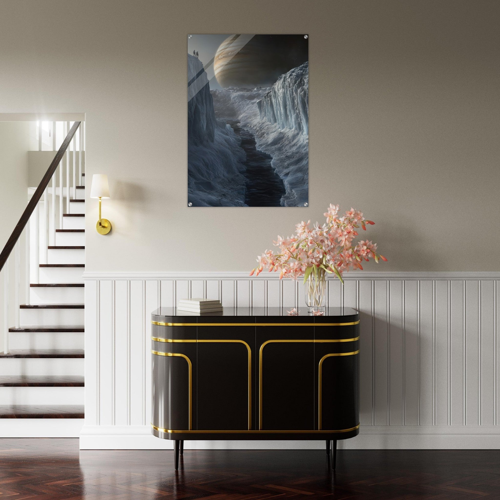 Acrylic Print Portrait - The Frozen Wasteland of Europa An expedition tea 2 - Shop Ai Art WebShop - Digital Art online Store