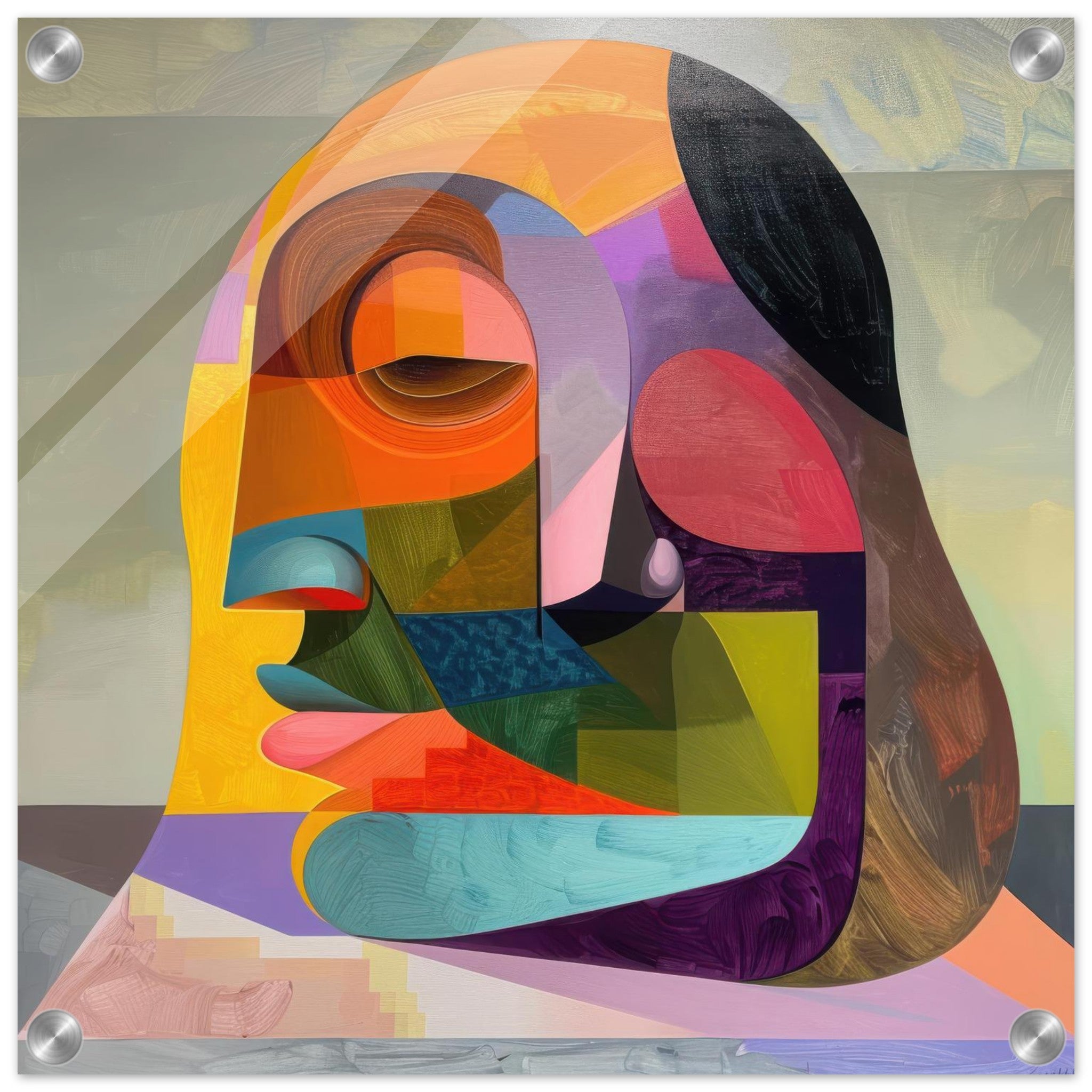 Acrylic Print Square - African Face in Abstract Style painting - Shop Ai Art WebShop - Digital Art online Store