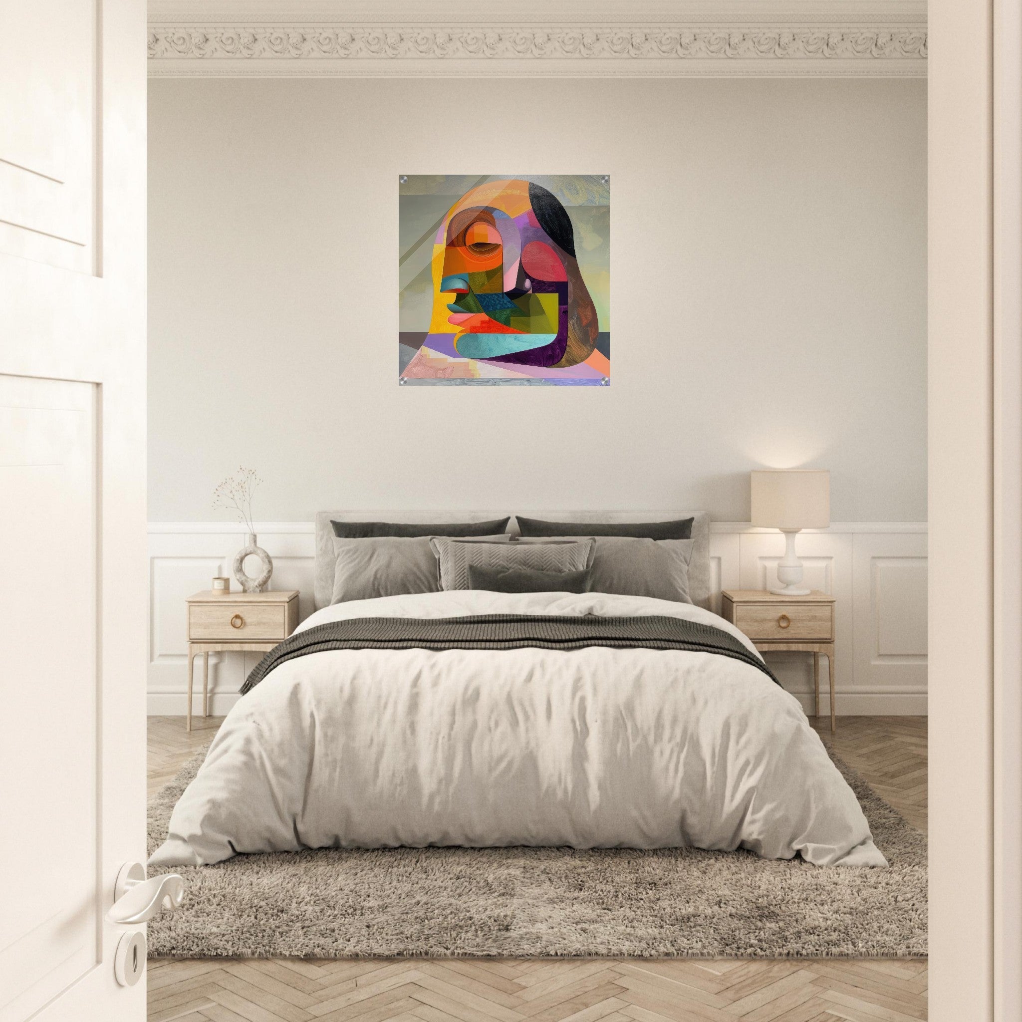 Acrylic Print Square - African Face in Abstract Style painting - Shop Ai Art WebShop - Digital Art online Store