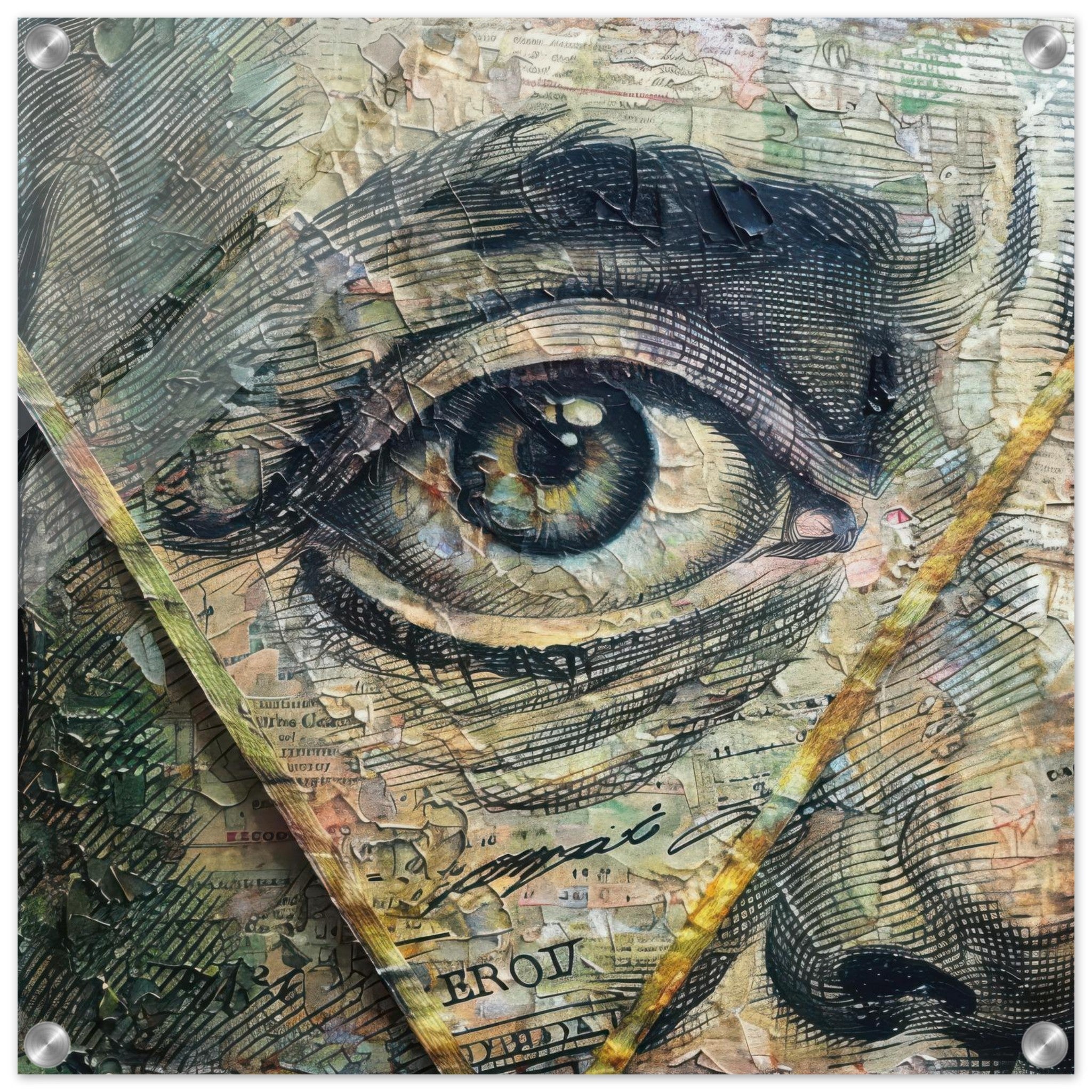 Acrylic Print Square - All seeing eye in a 1 dollar bill abstract art - Shop Ai Art WebShop - Digital Art online Store