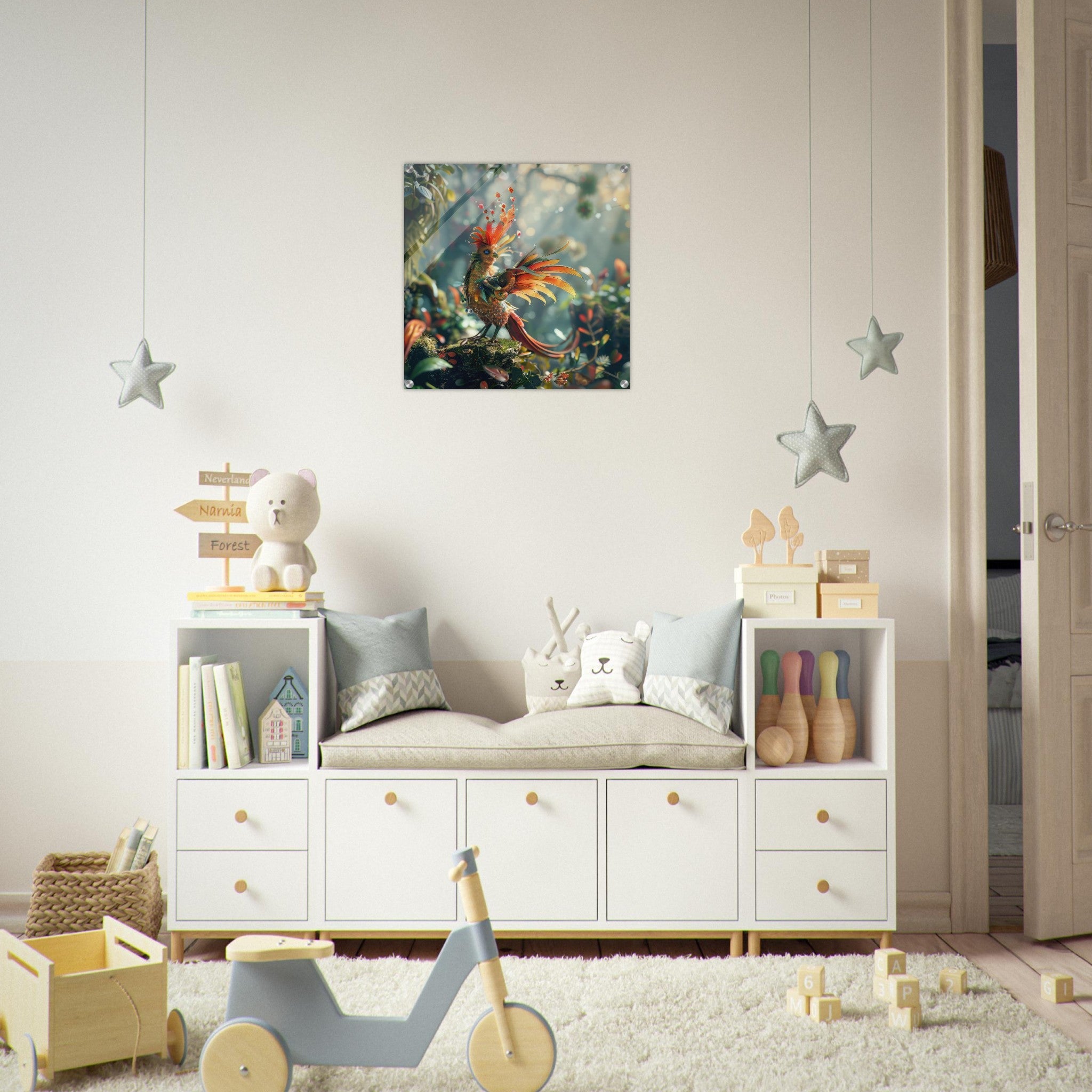 Acrylic Print Square - Amazing fantasy world with fantasy creatures 55m birds 6 - Shop Ai Art WebShop - Digital Art online Store