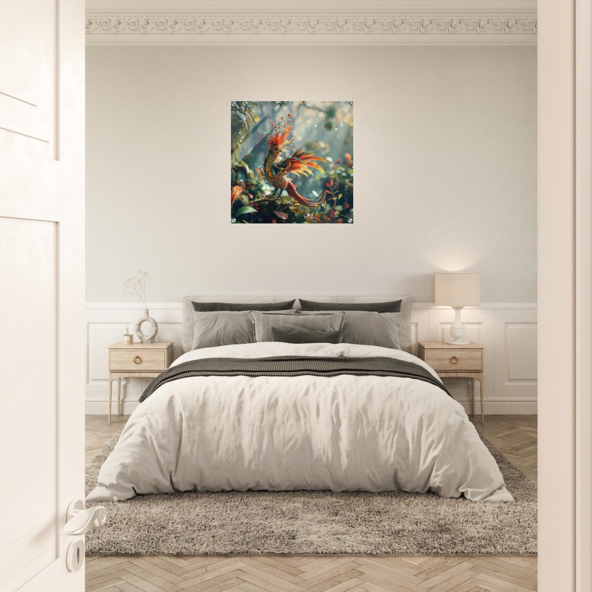 Acrylic Print Square - Amazing fantasy world with fantasy creatures 55m birds 6 - Shop Ai Art WebShop - Digital Art online Store