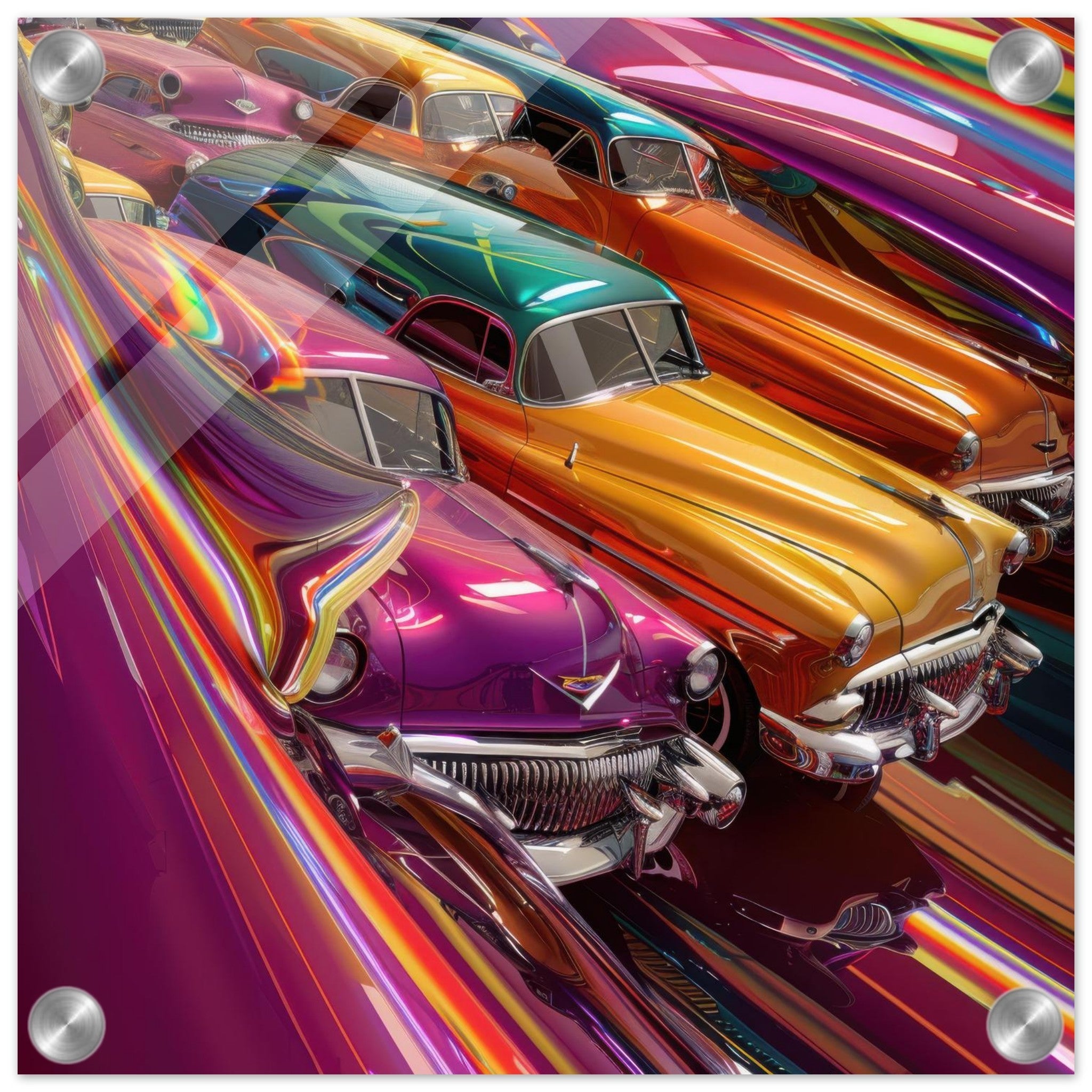 Acrylic Print Square - Classic Cars Art - Shop Ai Art WebShop - Digital Art online Store