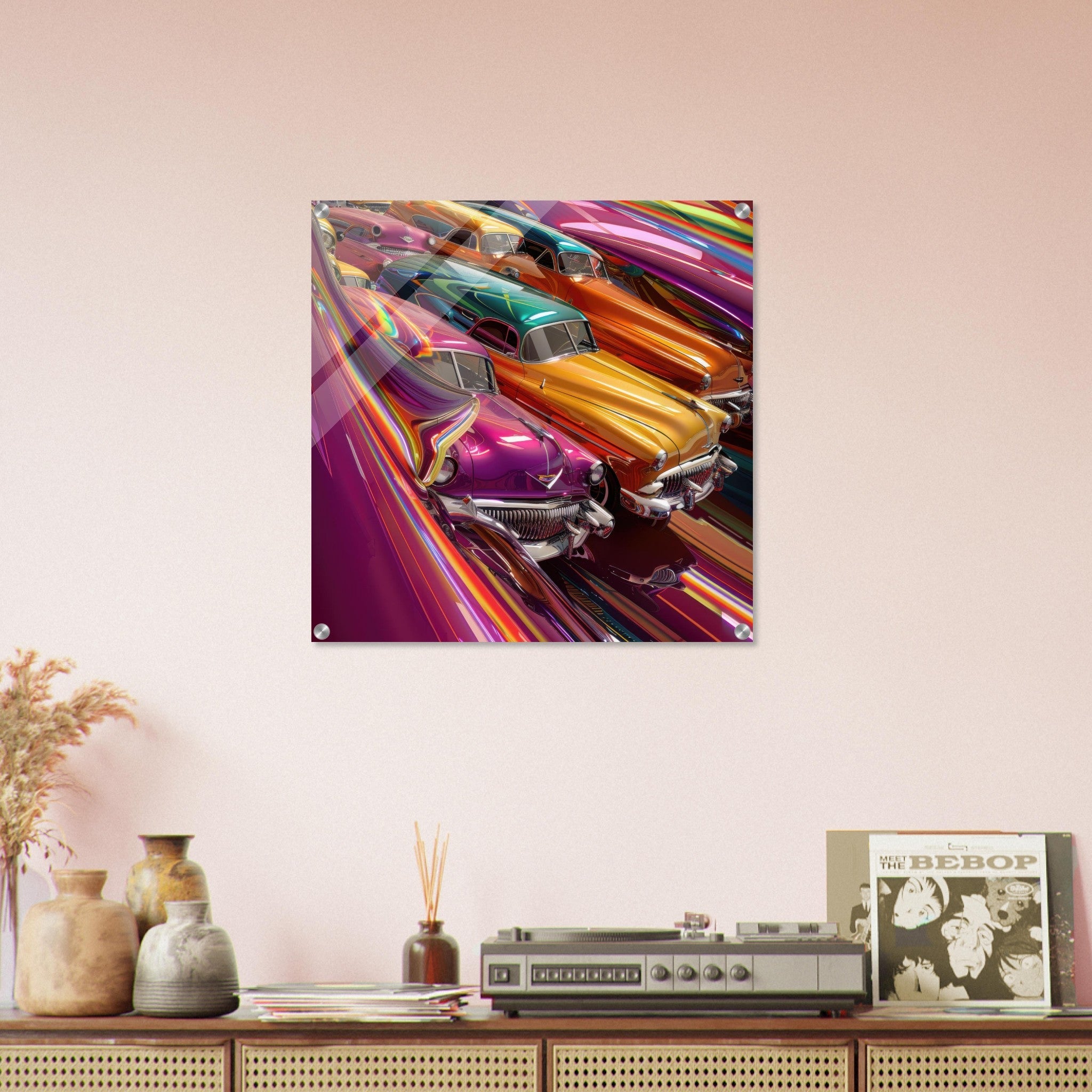 Acrylic Print Square - Classic Cars Art - Shop Ai Art WebShop - Digital Art online Store