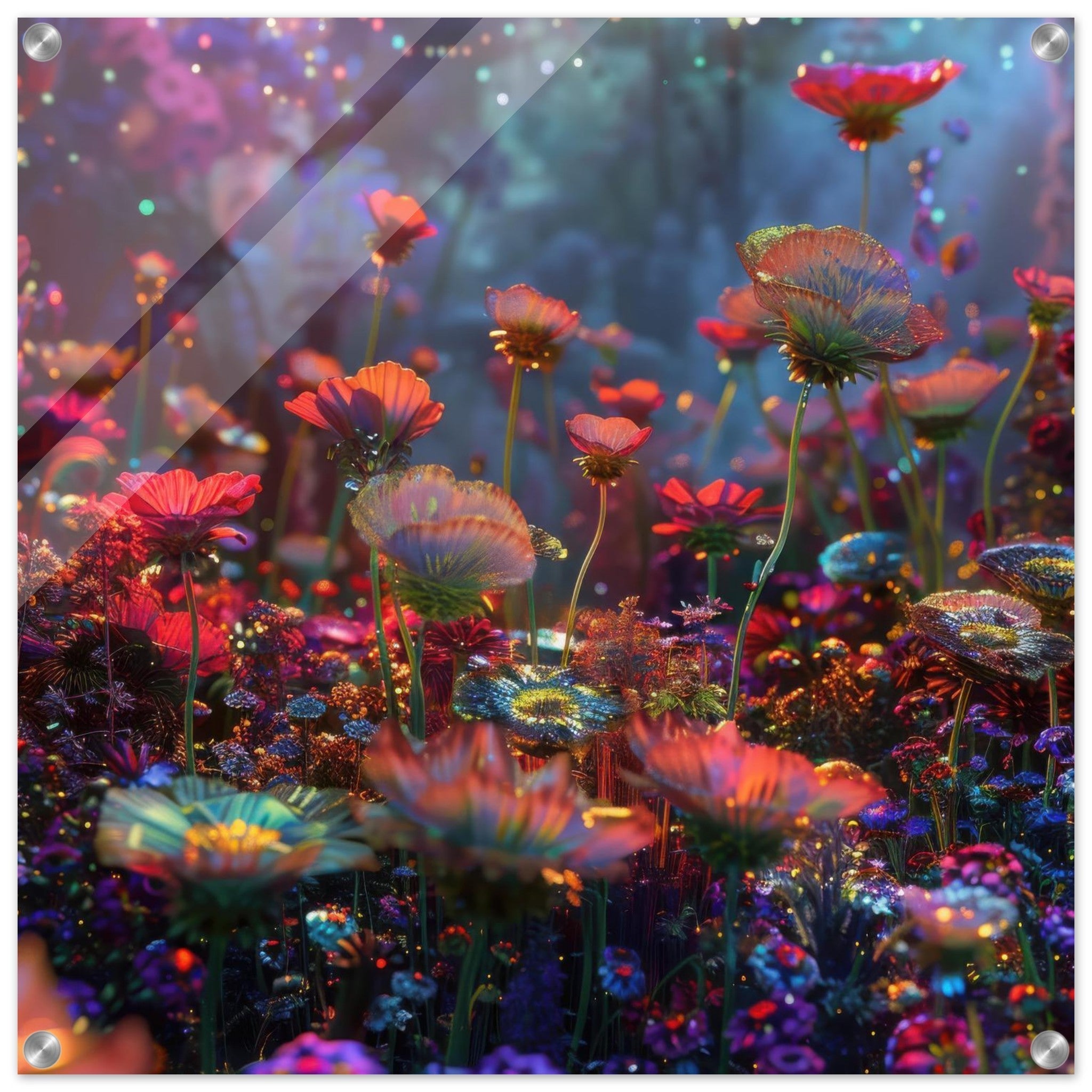 Acrylic Print Square - Colorfull Flower Art 13 - Shop Ai Art WebShop - Digital Art online Store