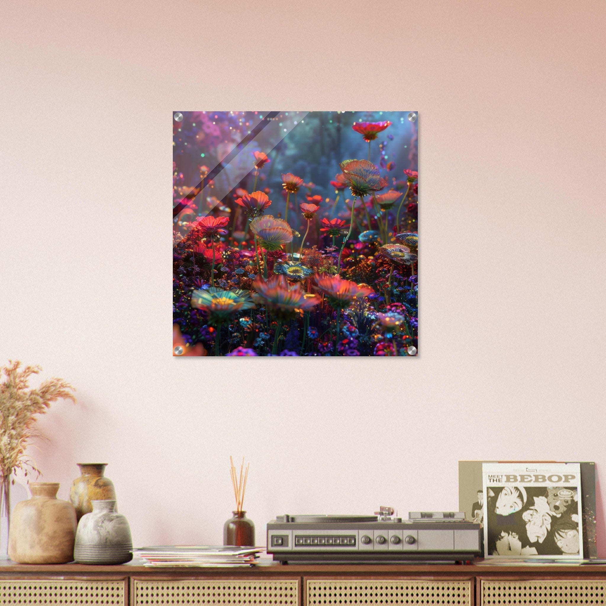 Acrylic Print Square - Colorfull Flower Art 13 - Shop Ai Art WebShop - Digital Art online Store