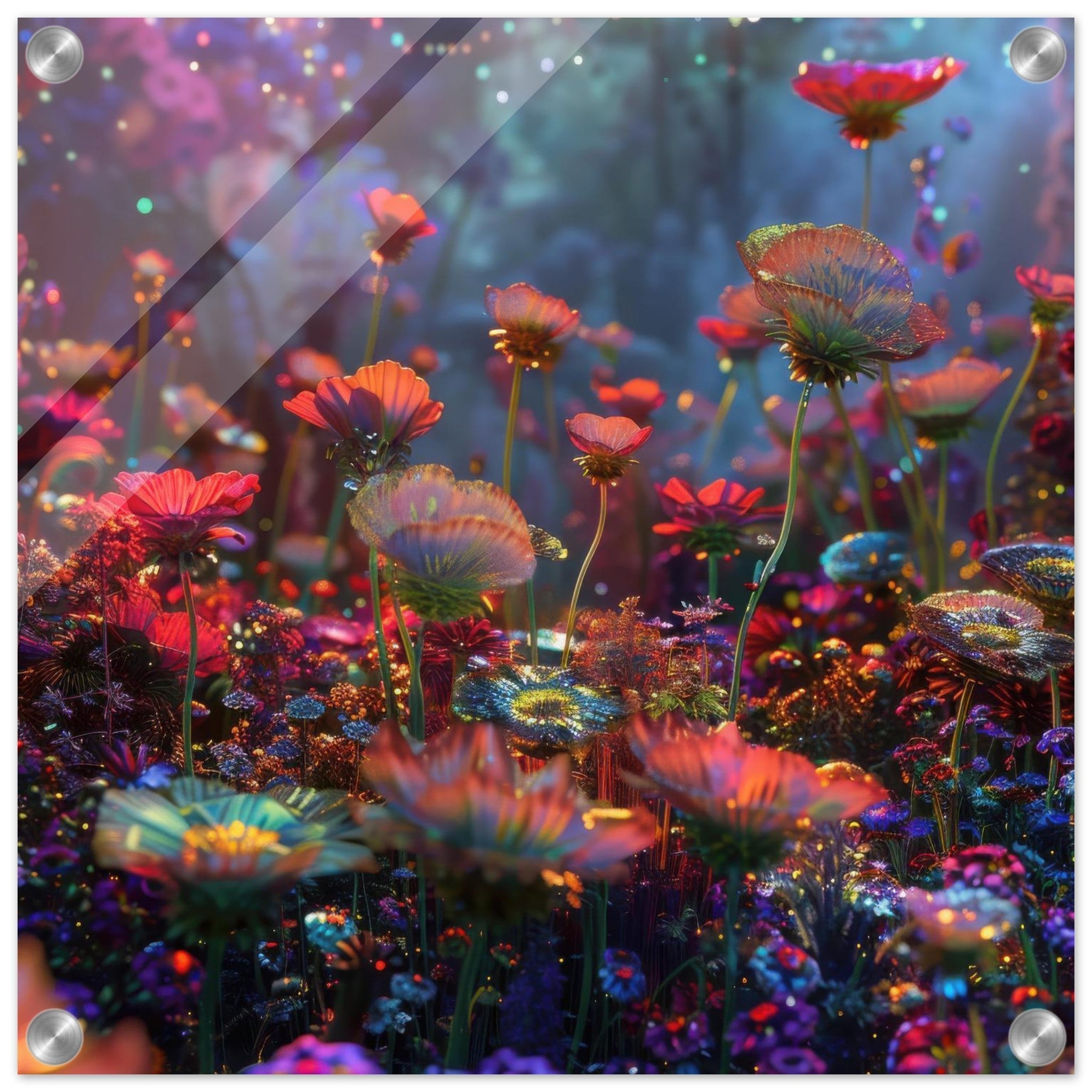 Acrylic Print Square - Colorfull Flower Art 13 - Shop Ai Art WebShop - Digital Art online Store