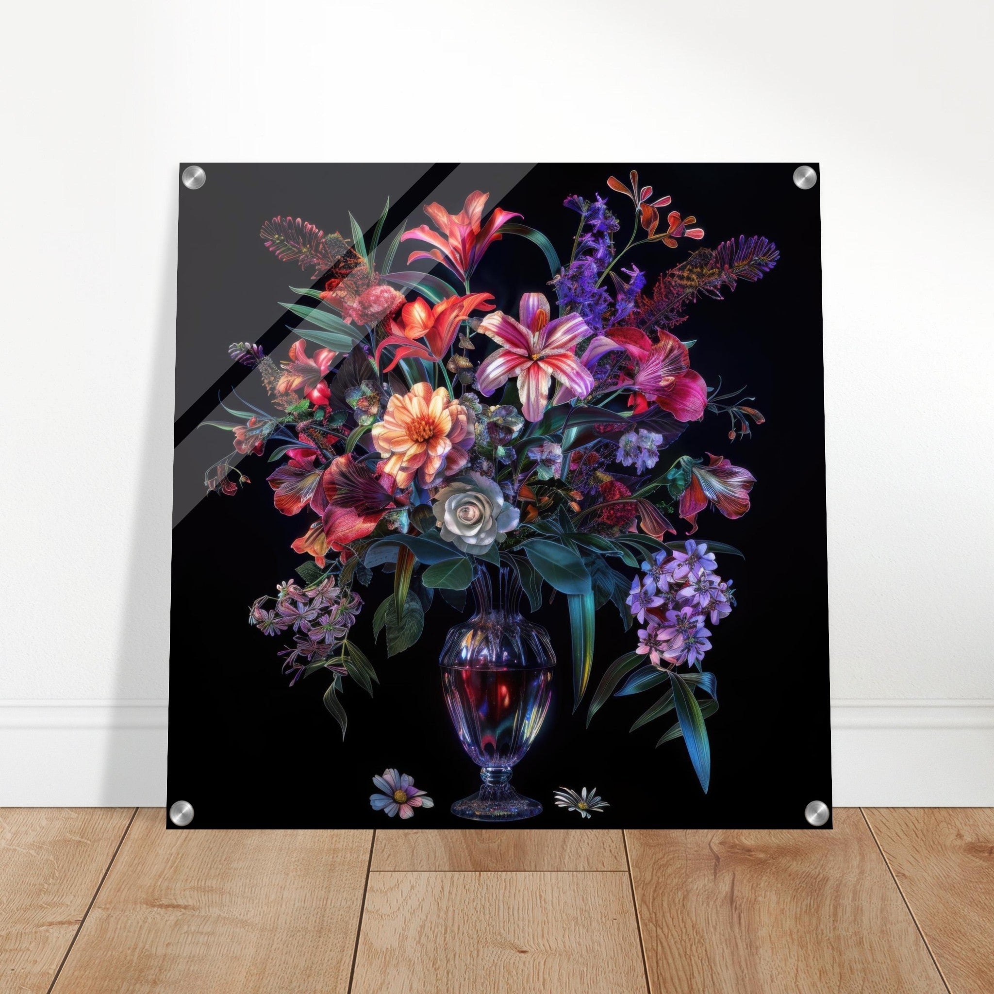 Acrylic Print Square - Colorfull Flower Art 14 - Shop Ai Art WebShop - Digital Art online Store