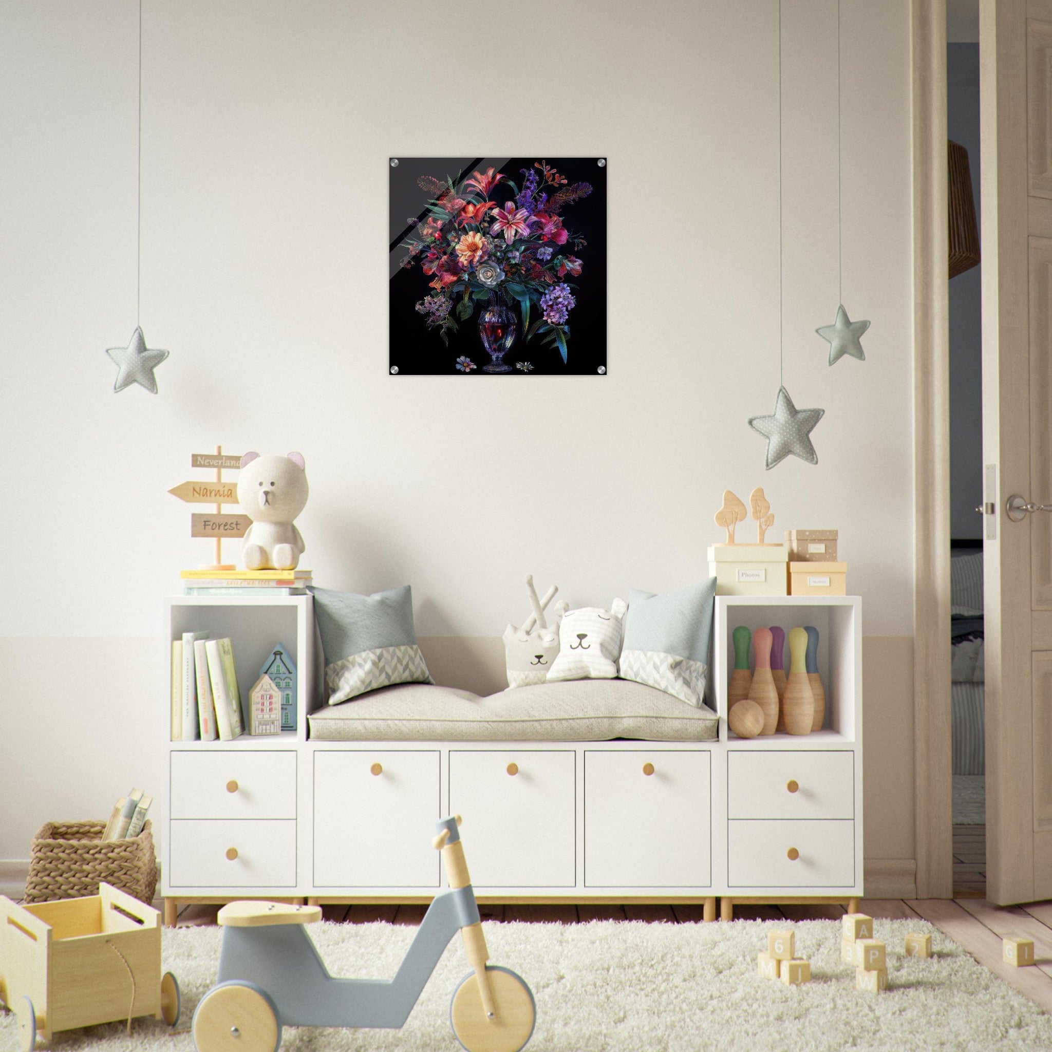 Acrylic Print Square - Colorfull Flower Art 14 - Shop Ai Art WebShop - Digital Art online Store