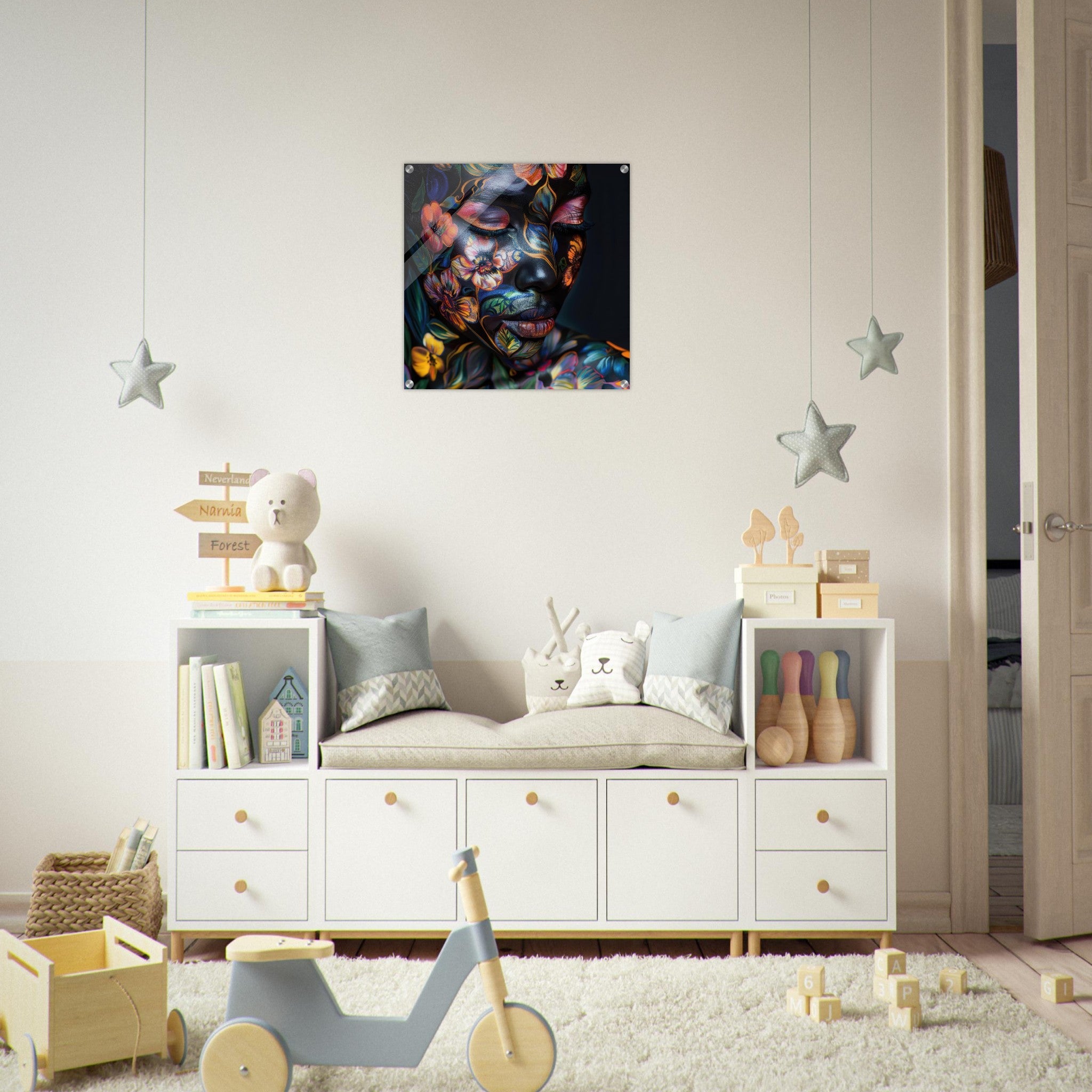 Acrylic Print Square - Colorfull Flower Art Bodypaint 5 - Shop Ai Art WebShop - Digital Art online Store