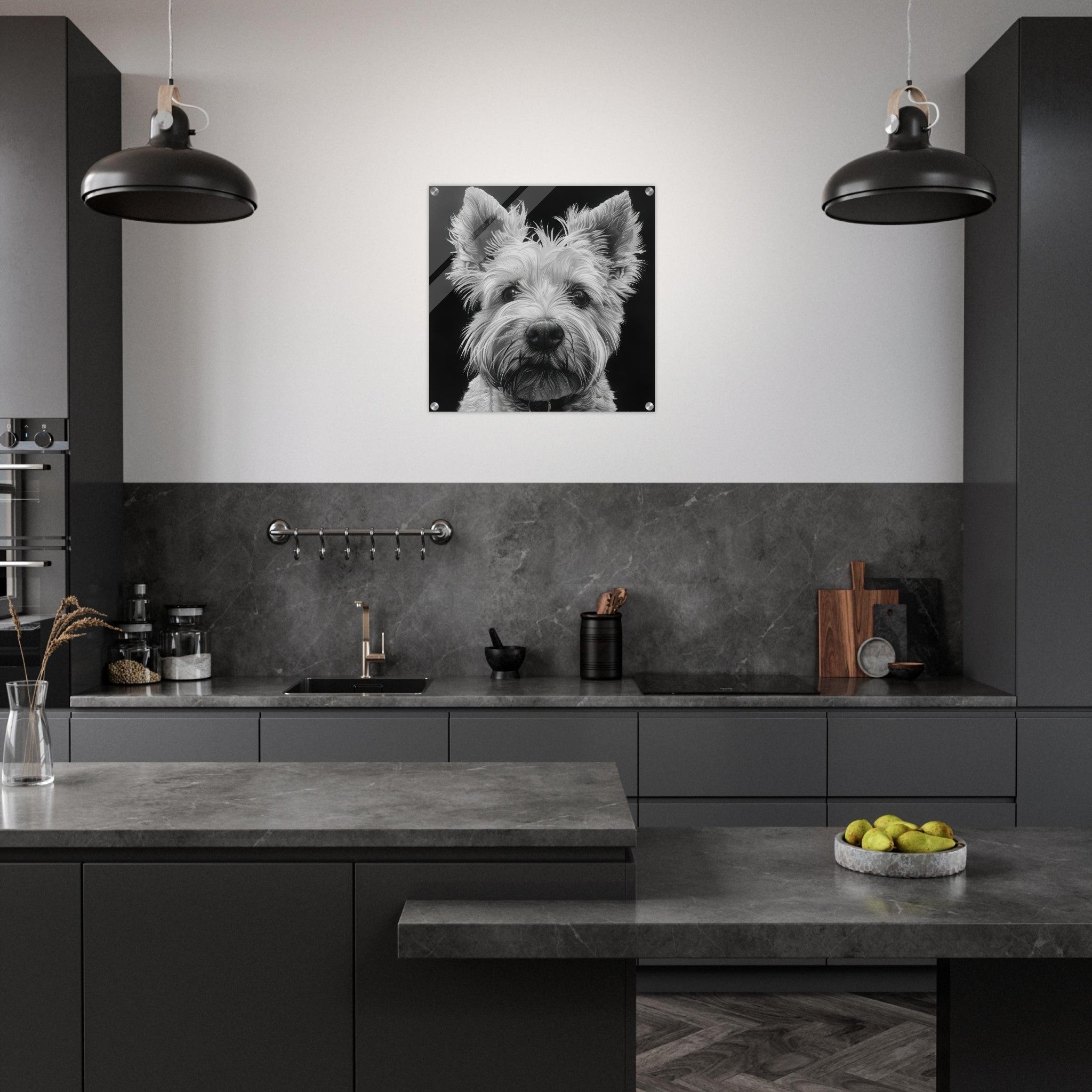 Acrylic Print Square - Dogs Westie Art - Shop Ai Art WebShop - Digital Art online Store