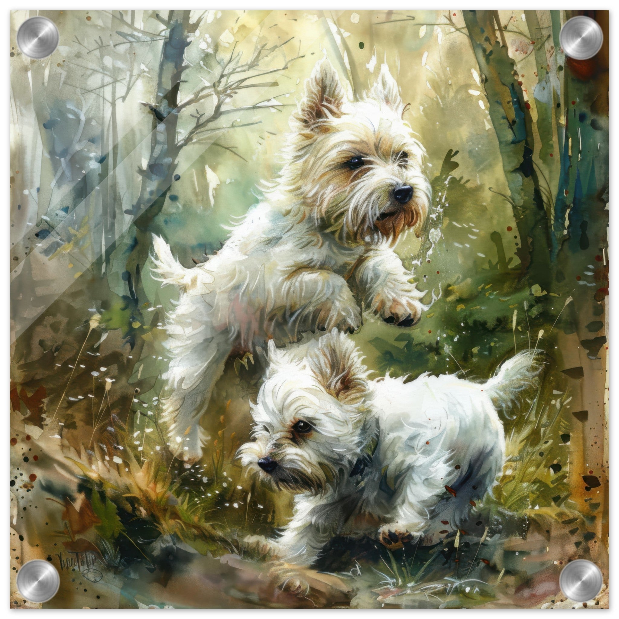 Acrylic Print Square - Dogs Westie Art1 - Shop Ai Art WebShop - Digital Art online Store