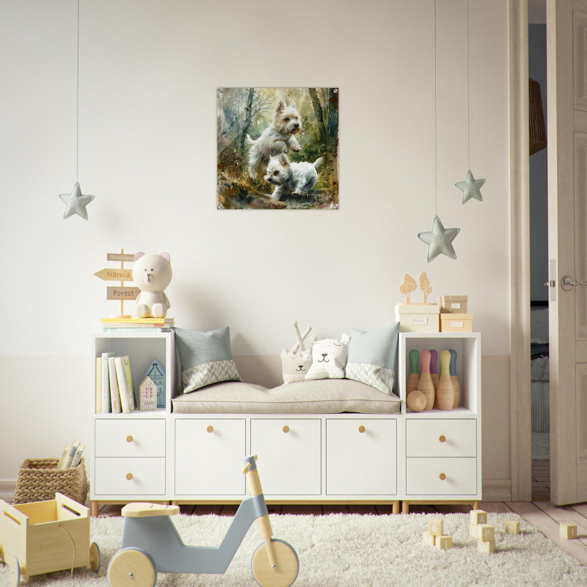 Acrylic Print Square - Dogs Westie Art1 - Shop Ai Art WebShop - Digital Art online Store