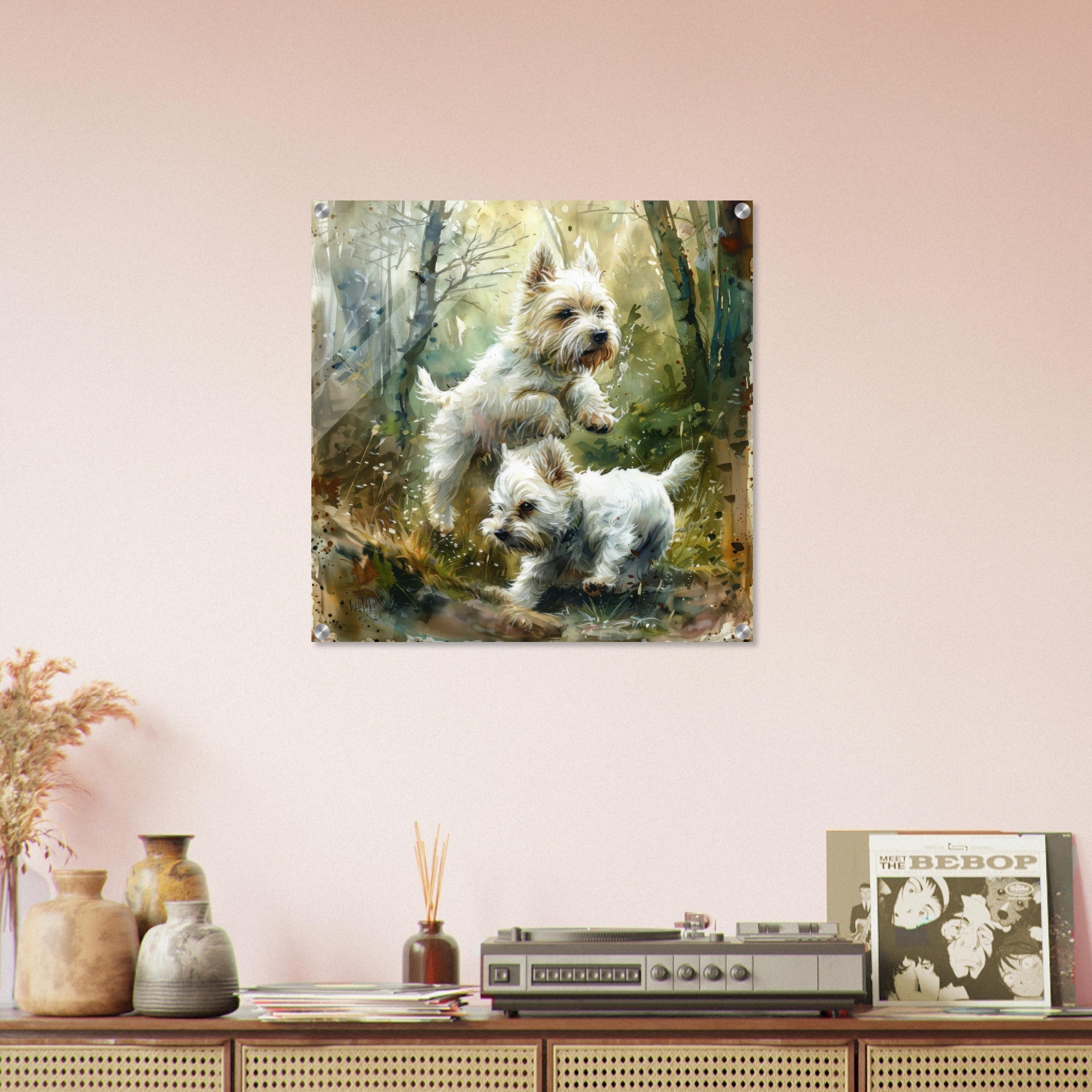 Acrylic Print Square - Dogs Westie Art1 - Shop Ai Art WebShop - Digital Art online Store