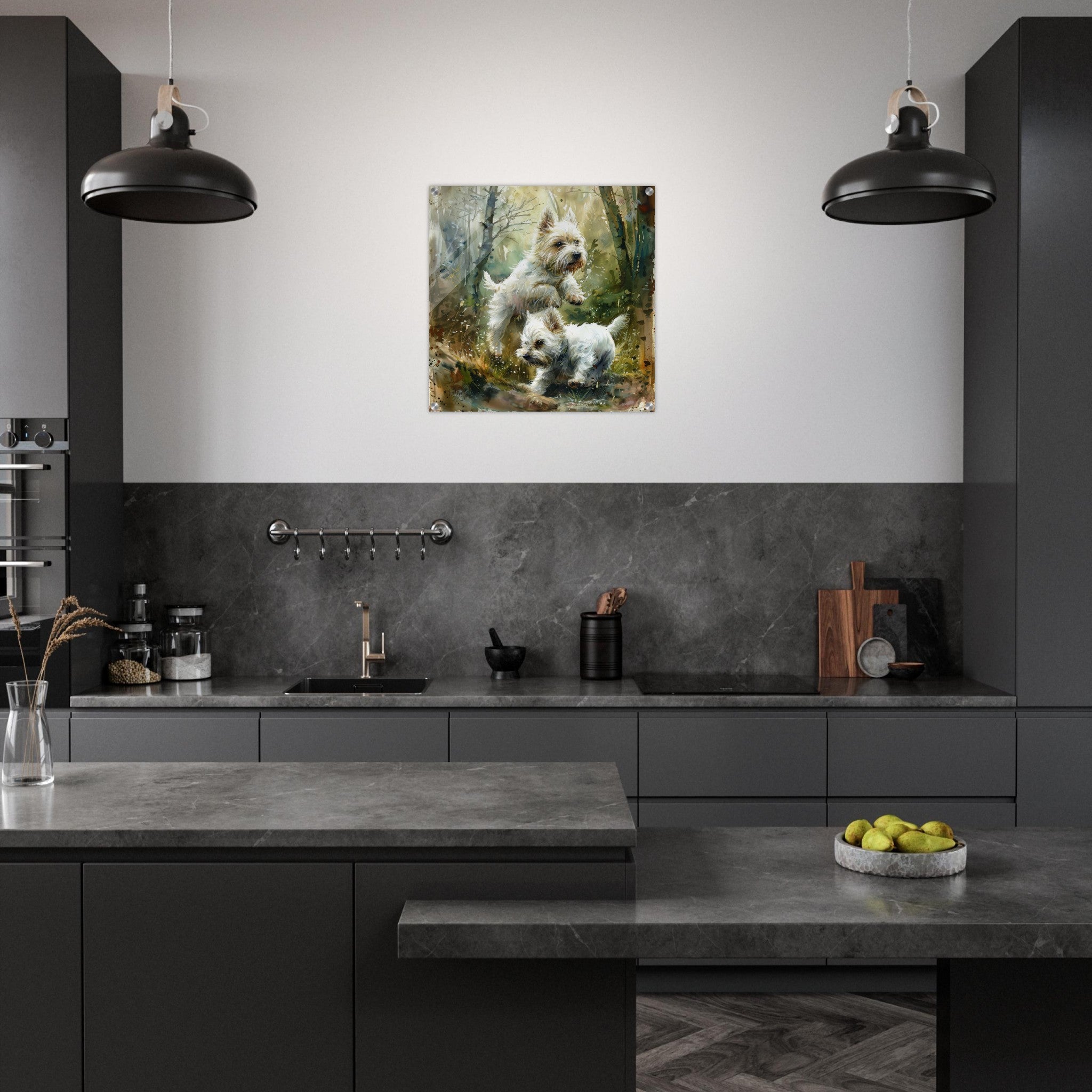 Acrylic Print Square - Dogs Westie Art1 - Shop Ai Art WebShop - Digital Art online Store