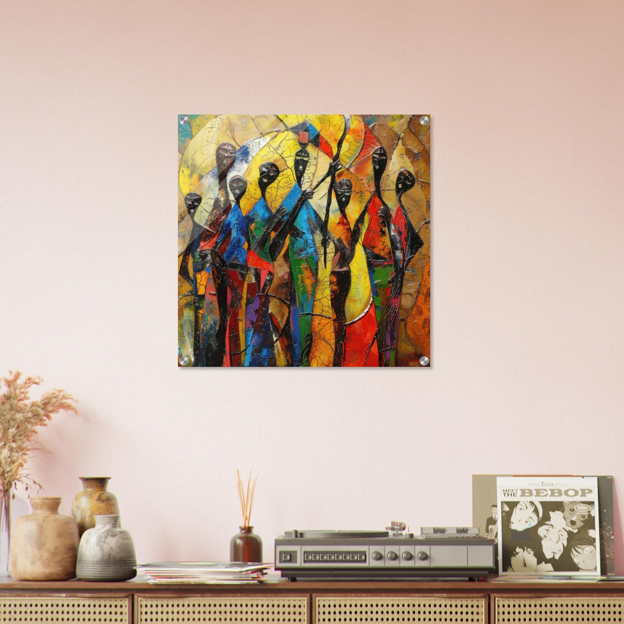 Acrylic Print Square - Expressionism art style Ugandas ancestors - Shop Ai Art WebShop - Digital Art online Store