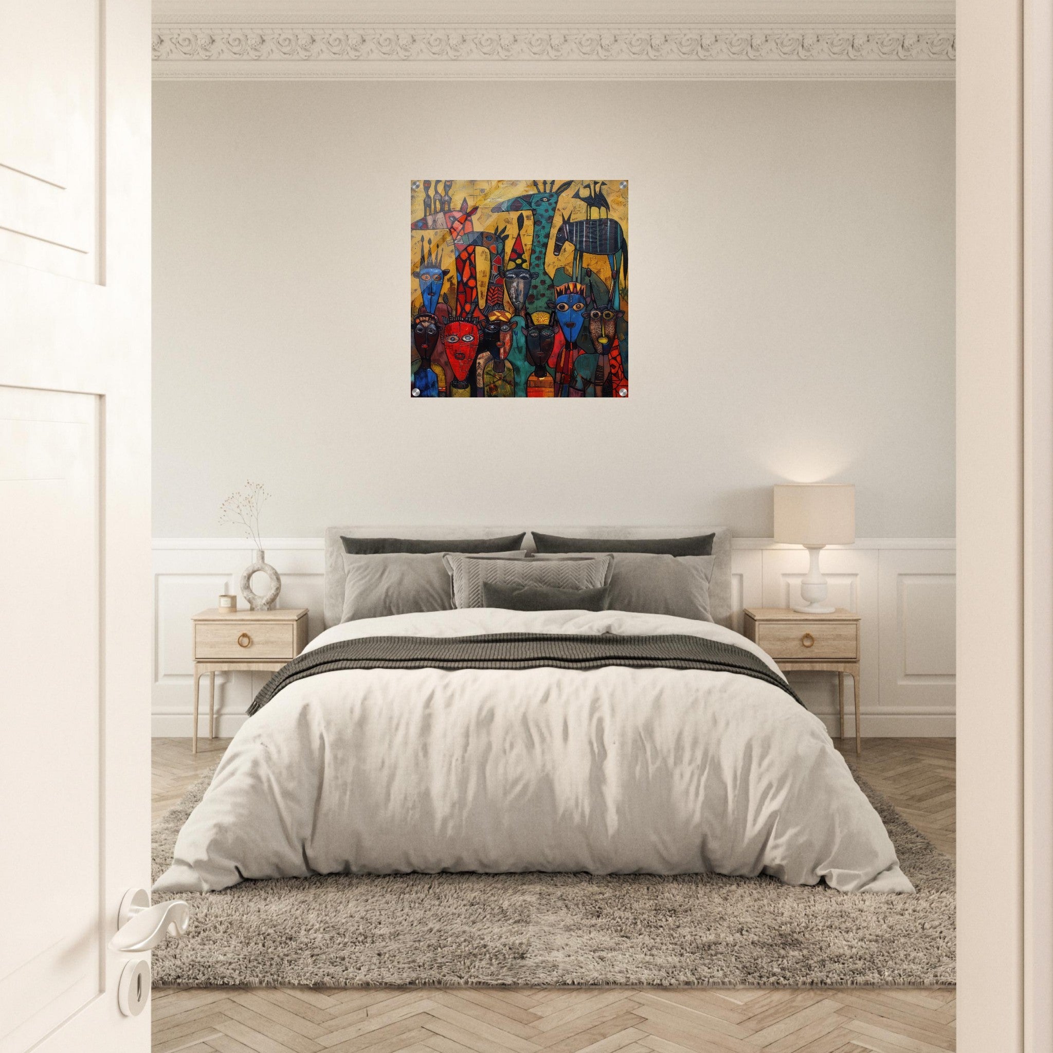 Acrylic Print Square - Expressionism art style Ugandas ancestors 4 - Shop Ai Art WebShop - Digital Art online Store