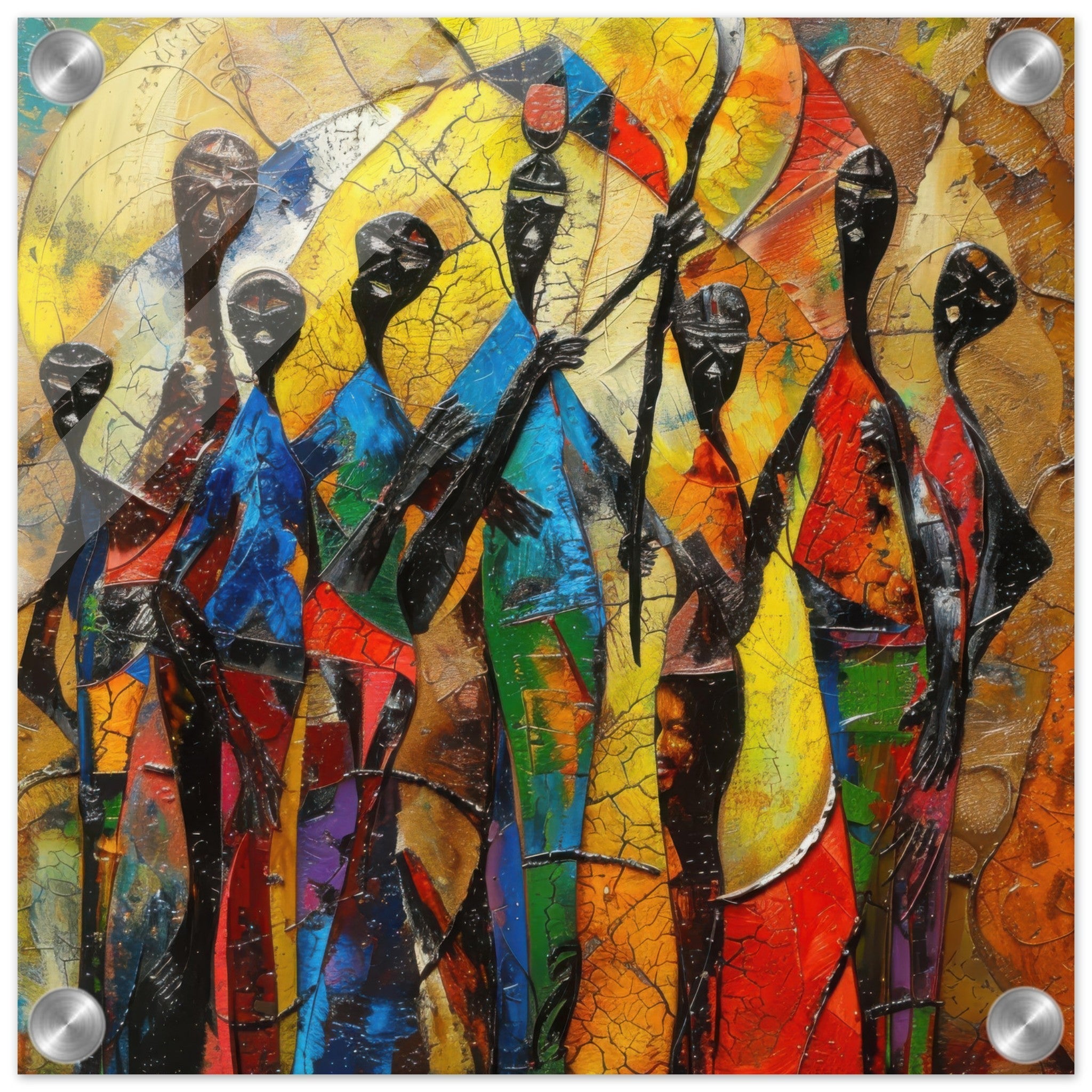 Acrylic Print Square - Expressionism art style Ugandas ancestors - Shop Ai Art WebShop - Digital Art online Store
