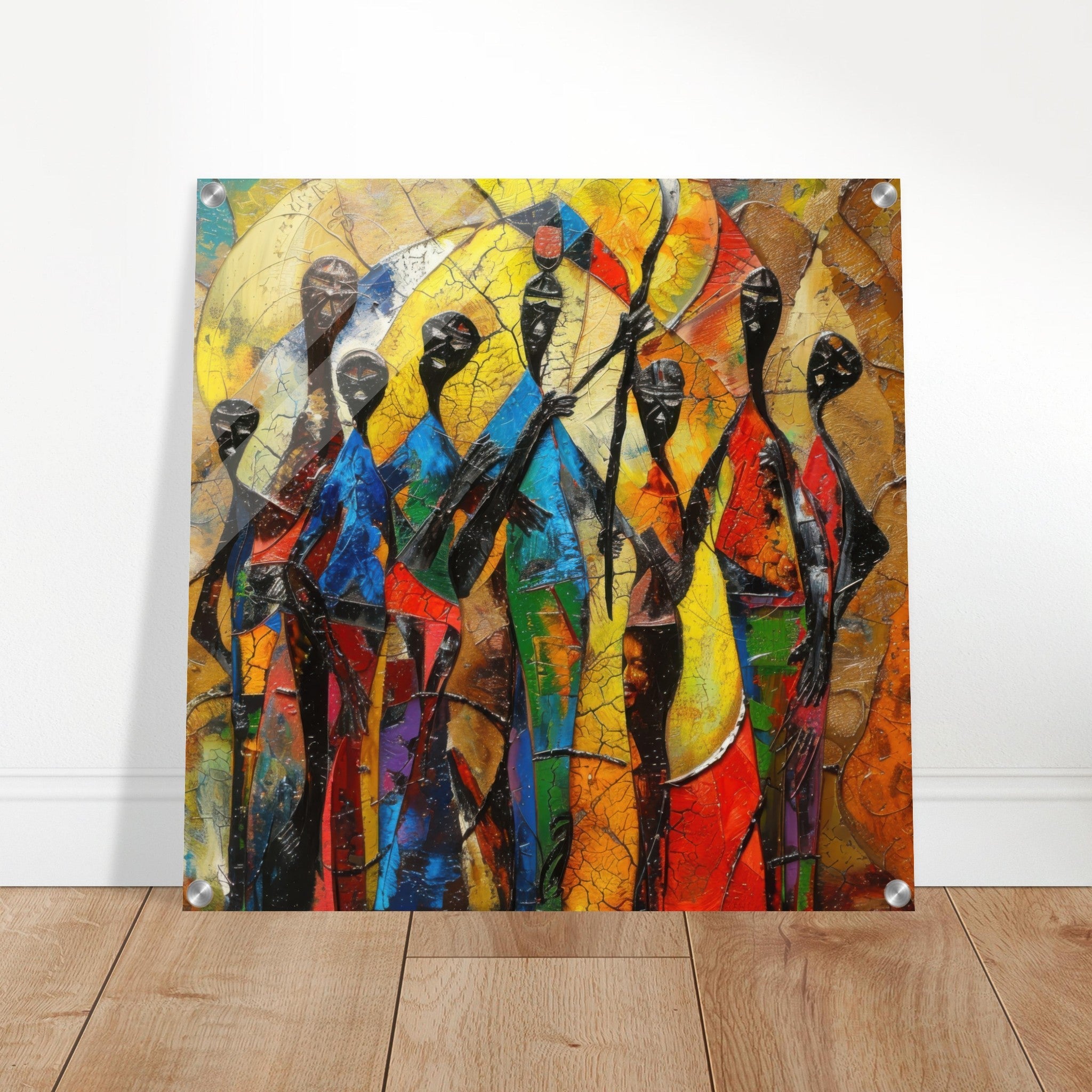 Acrylic Print Square - Expressionism art style Ugandas ancestors - Shop Ai Art WebShop - Digital Art online Store