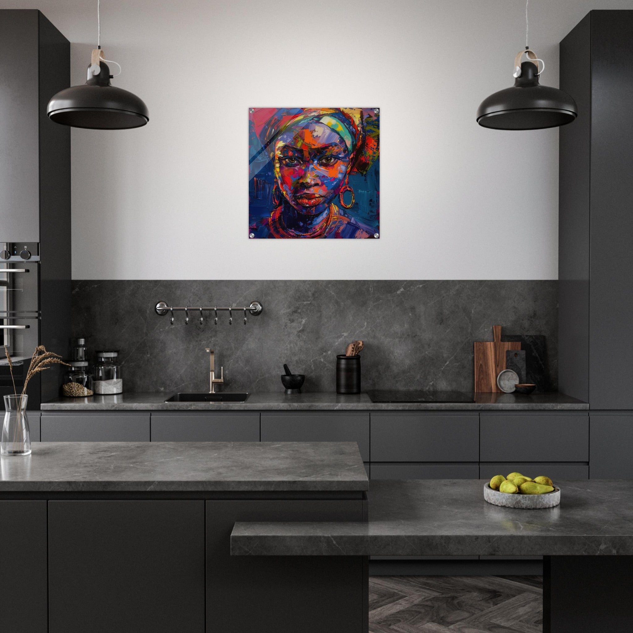 Acrylic Print Square - Expressionism art style Ugandas ancestors female - Shop Ai Art WebShop - Digital Art online Store