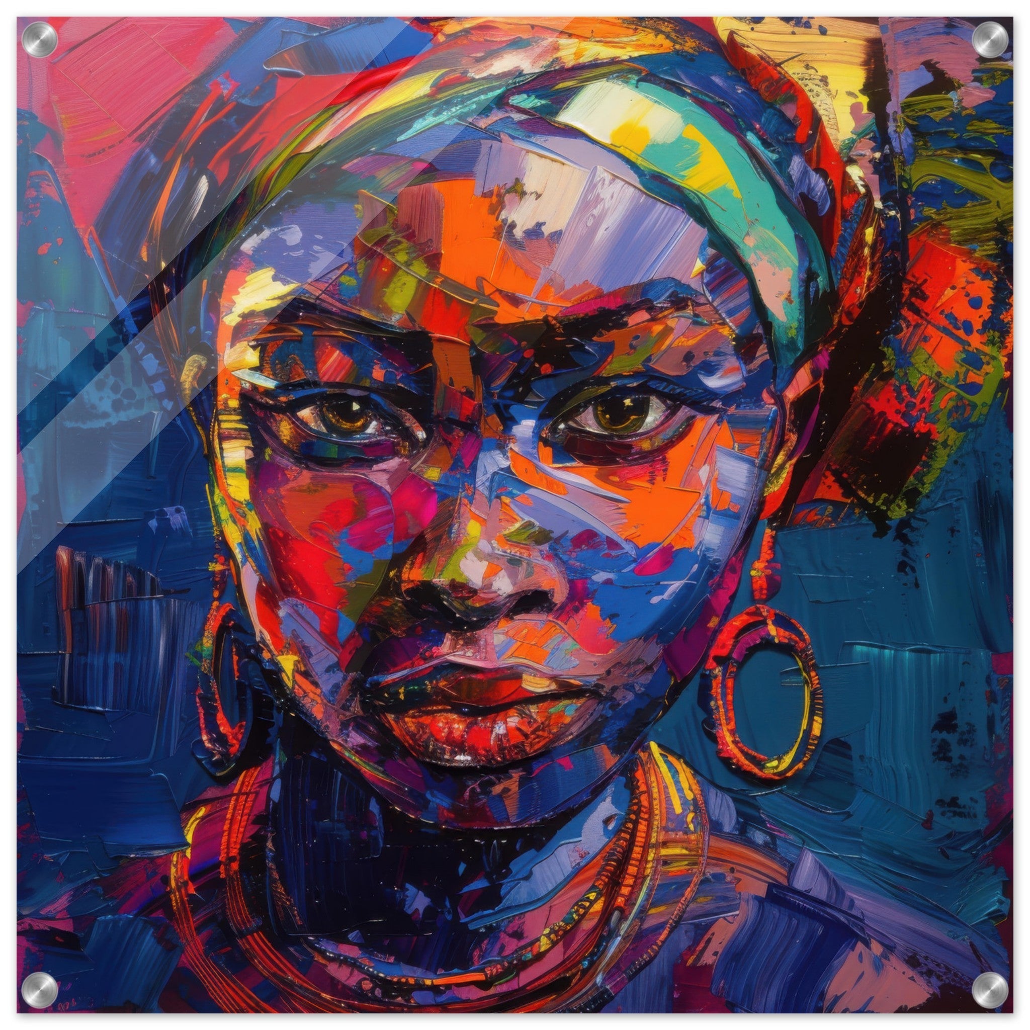 Acrylic Print Square - Expressionism art style Ugandas ancestors female - Shop Ai Art WebShop - Digital Art online Store