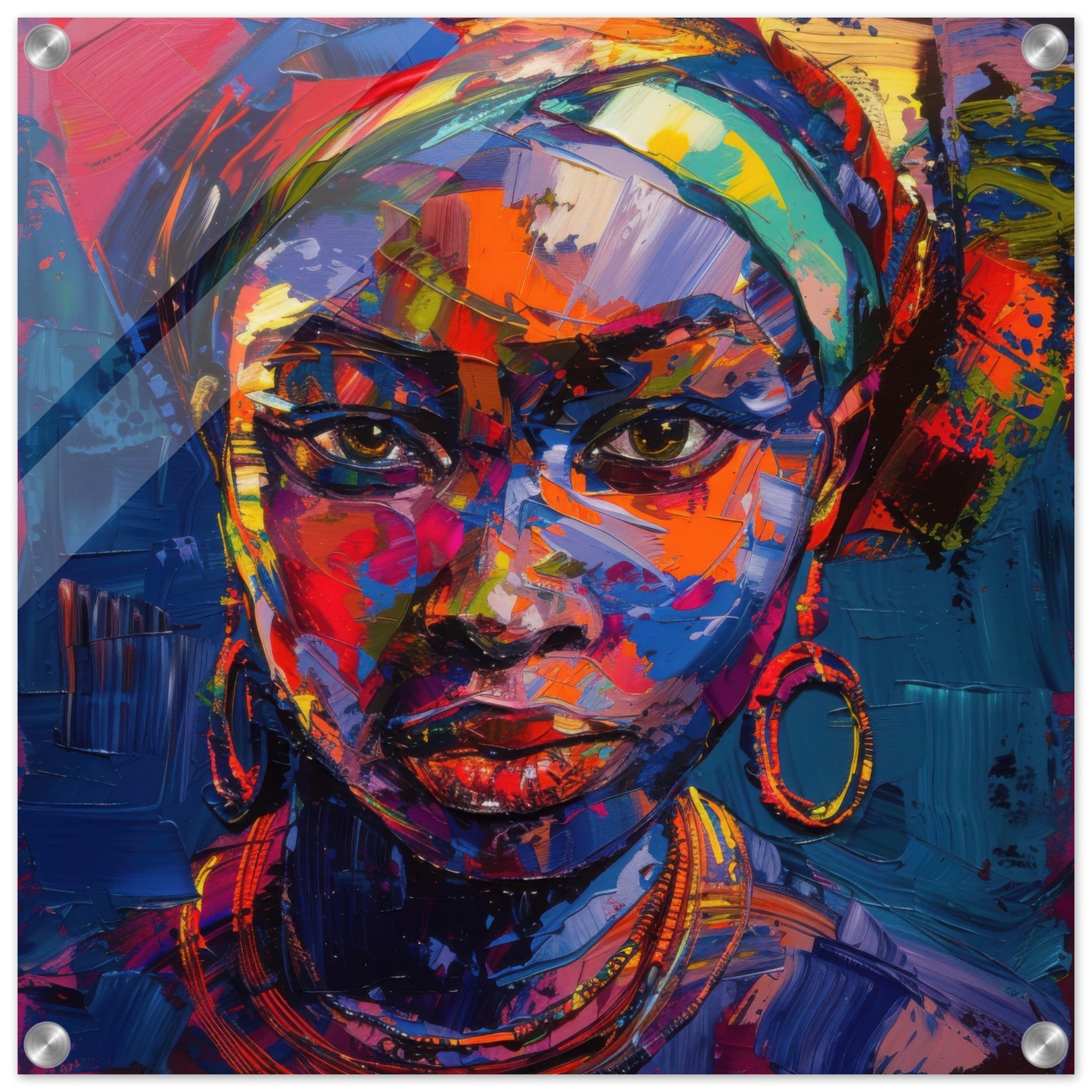 Acrylic Print Square - Expressionism art style Ugandas ancestors female - Shop Ai Art WebShop - Digital Art online Store