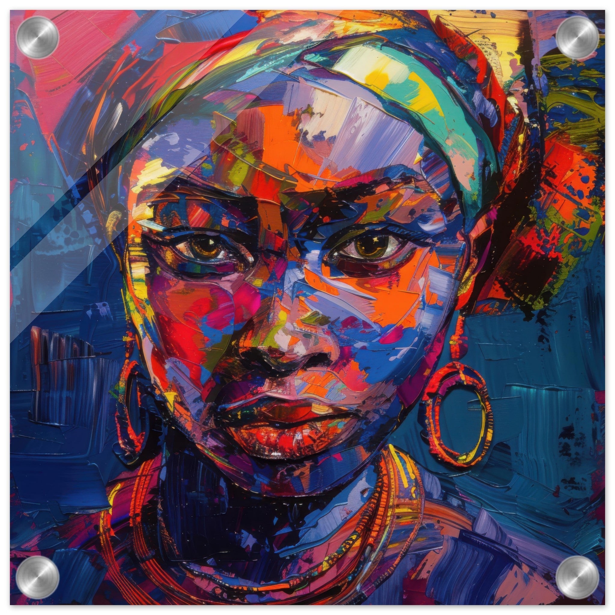 Acrylic Print Square - Expressionism art style Ugandas ancestors female - Shop Ai Art WebShop - Digital Art online Store