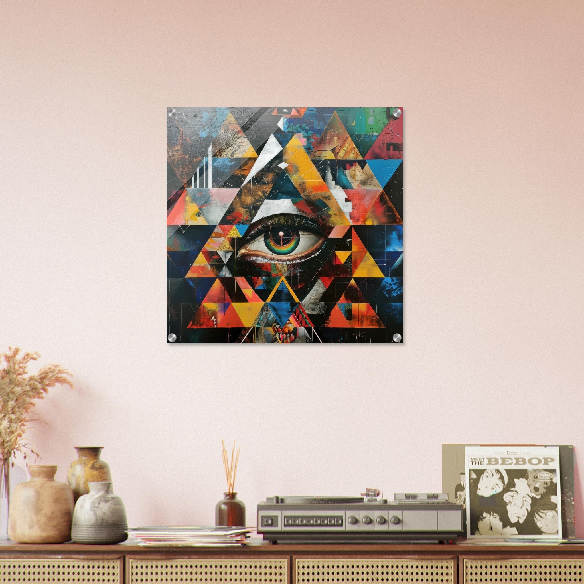 Acrylic Print Square - Eye of horus abstract style 6 - Shop Ai Art WebShop - Digital Art online Store