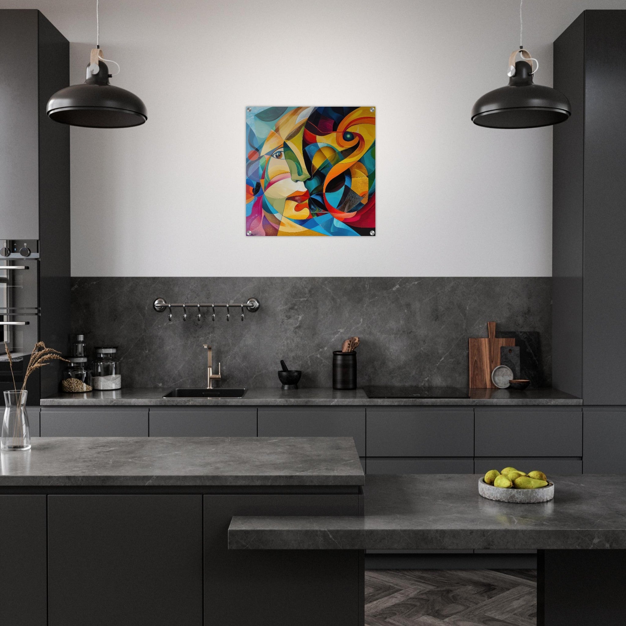 Acrylic Print Square - Face of the moon abstract art style - Shop Ai Art WebShop - Digital Art online Store