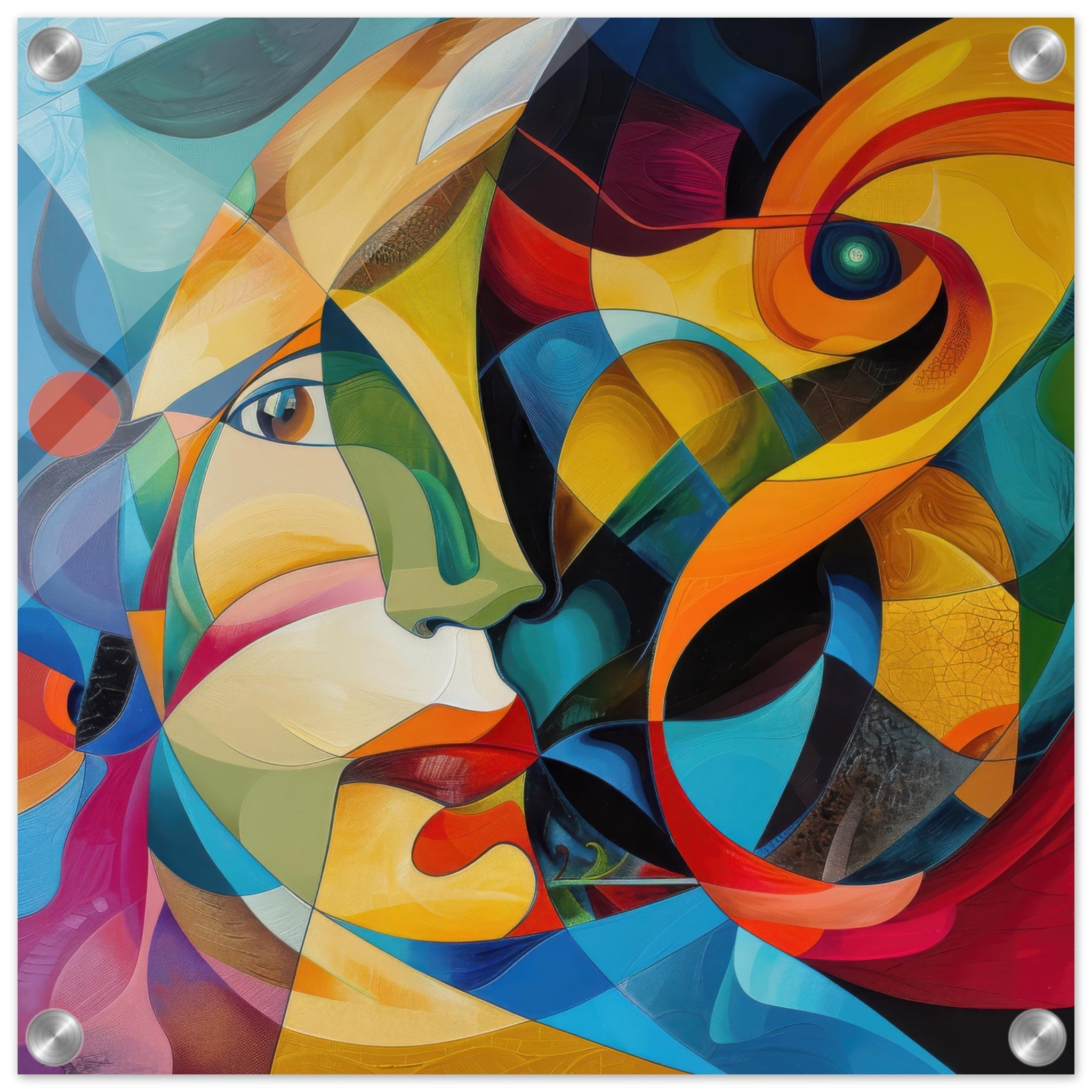 Acrylic Print Square - Face of the moon abstract art style - Shop Ai Art WebShop - Digital Art online Store