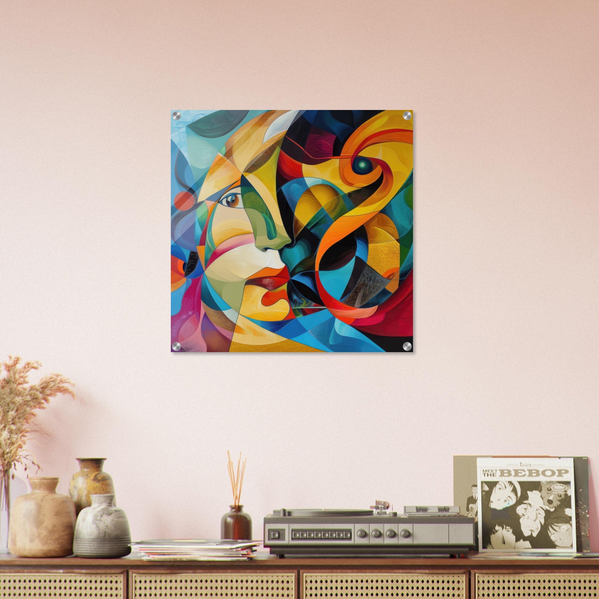 Acrylic Print Square - Face of the moon abstract art style - Shop Ai Art WebShop - Digital Art online Store