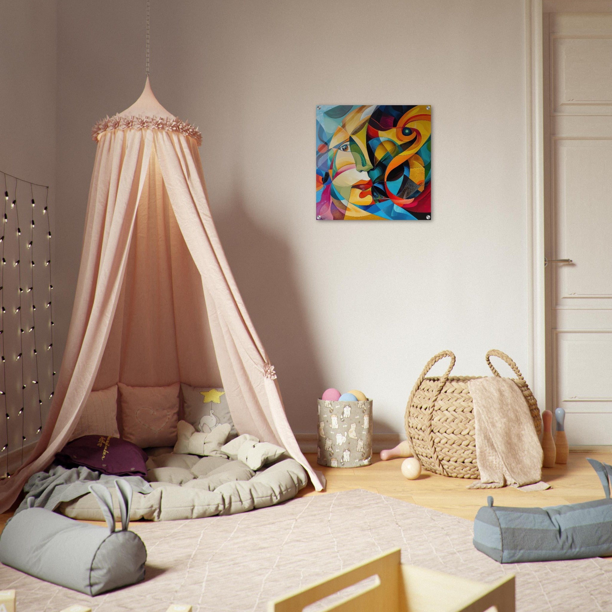 Acrylic Print Square - Face of the moon abstract art style - Shop Ai Art WebShop - Digital Art online Store