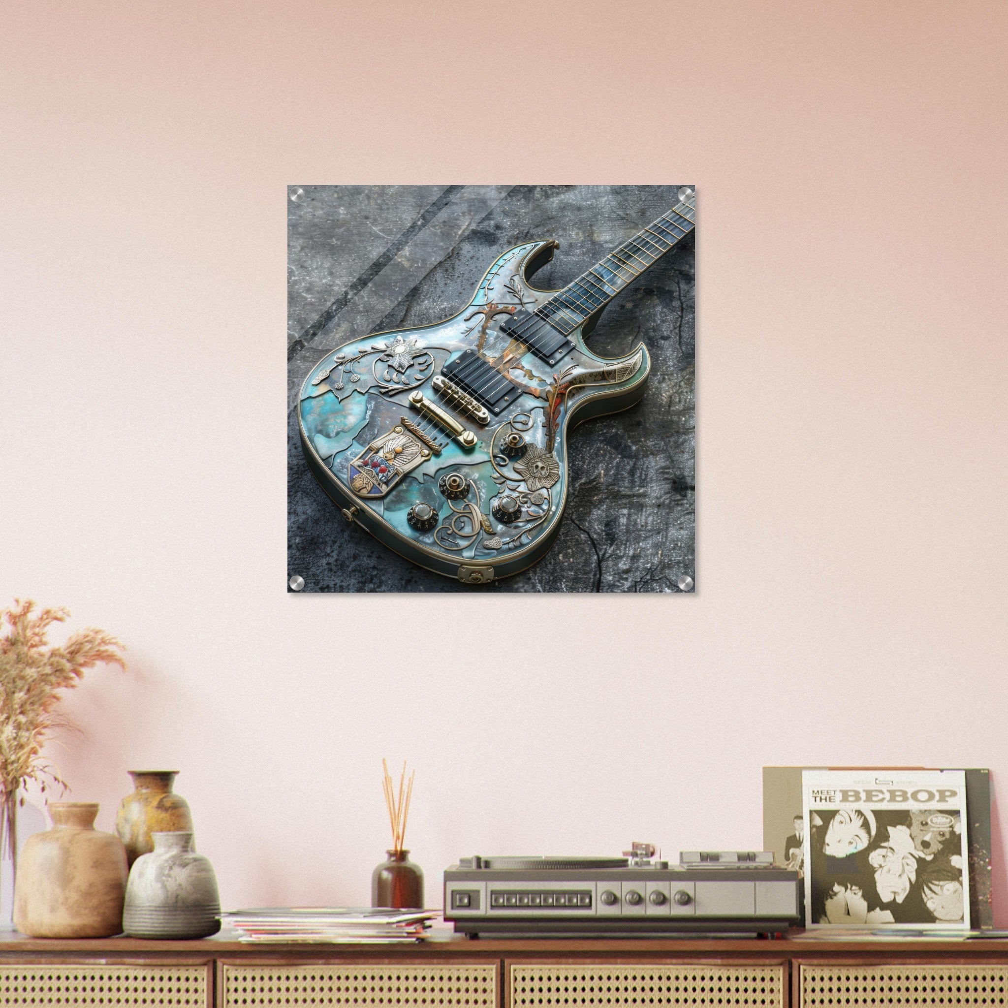Acrylic Print Square - Guitar Art - Shop Ai Art WebShop - Digital Art online Store