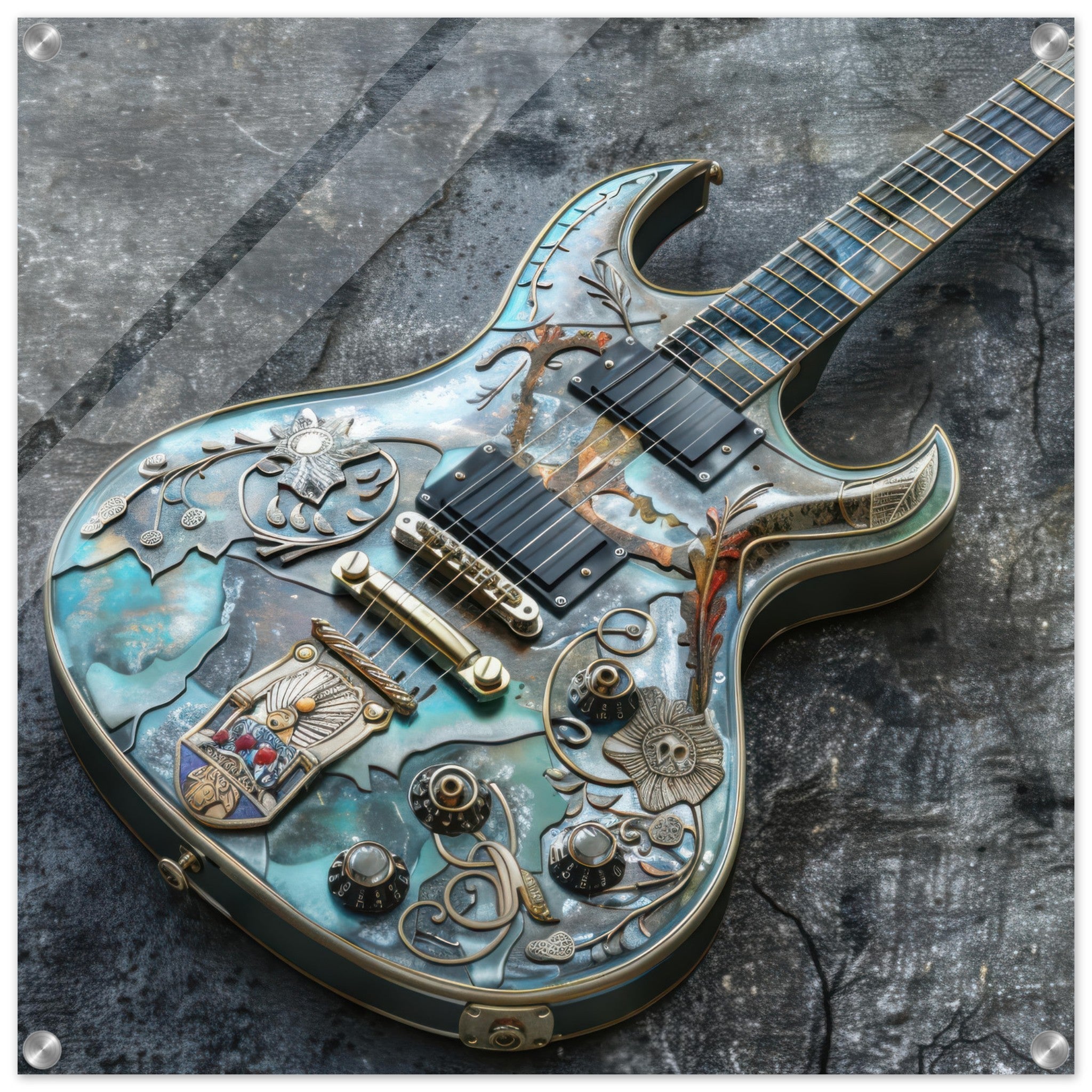 Acrylic Print Square - Guitar Art - Shop Ai Art WebShop - Digital Art online Store