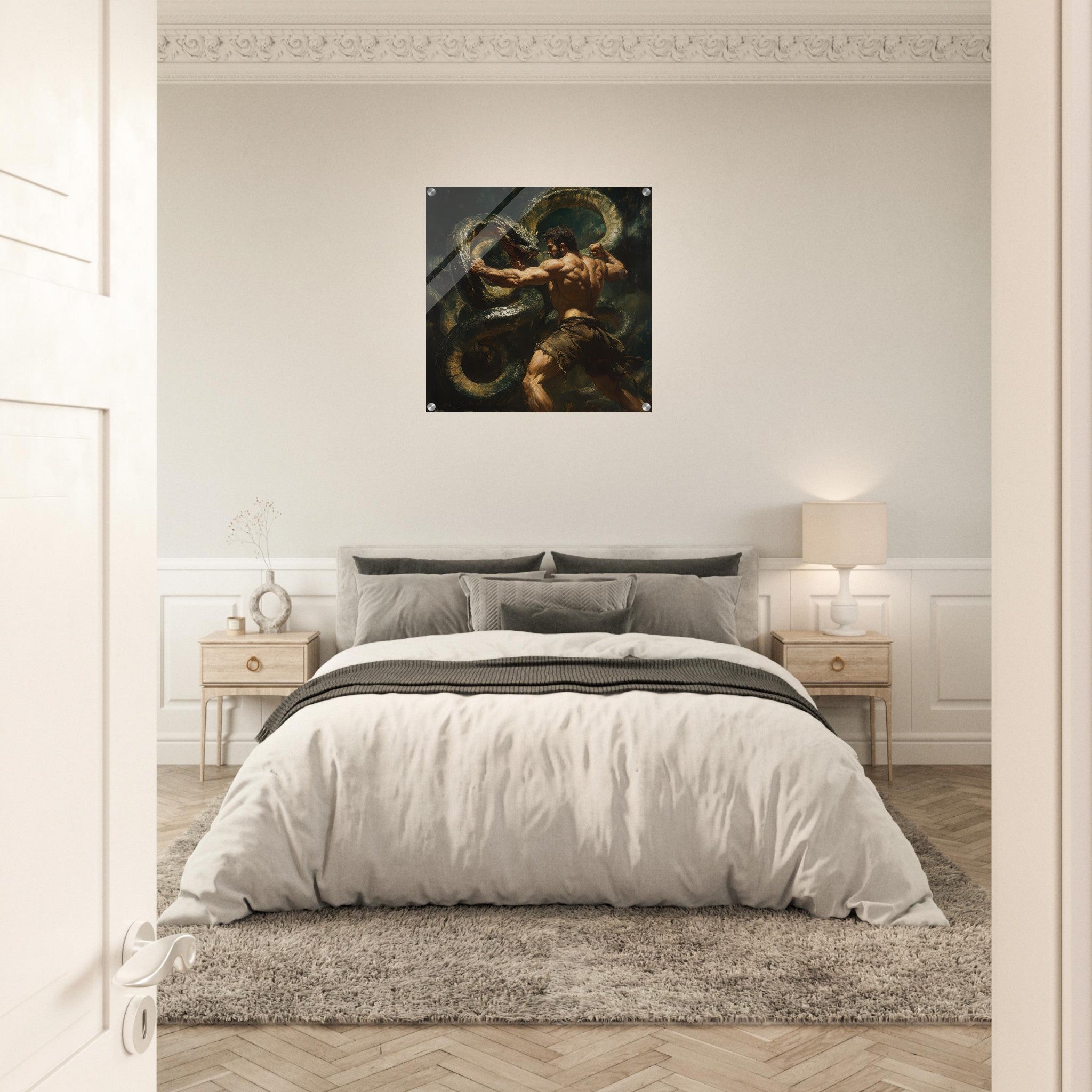 Acrylic Print Square - Hercules Battling the Hydra - Shop Ai Art WebShop - Digital Art online Store