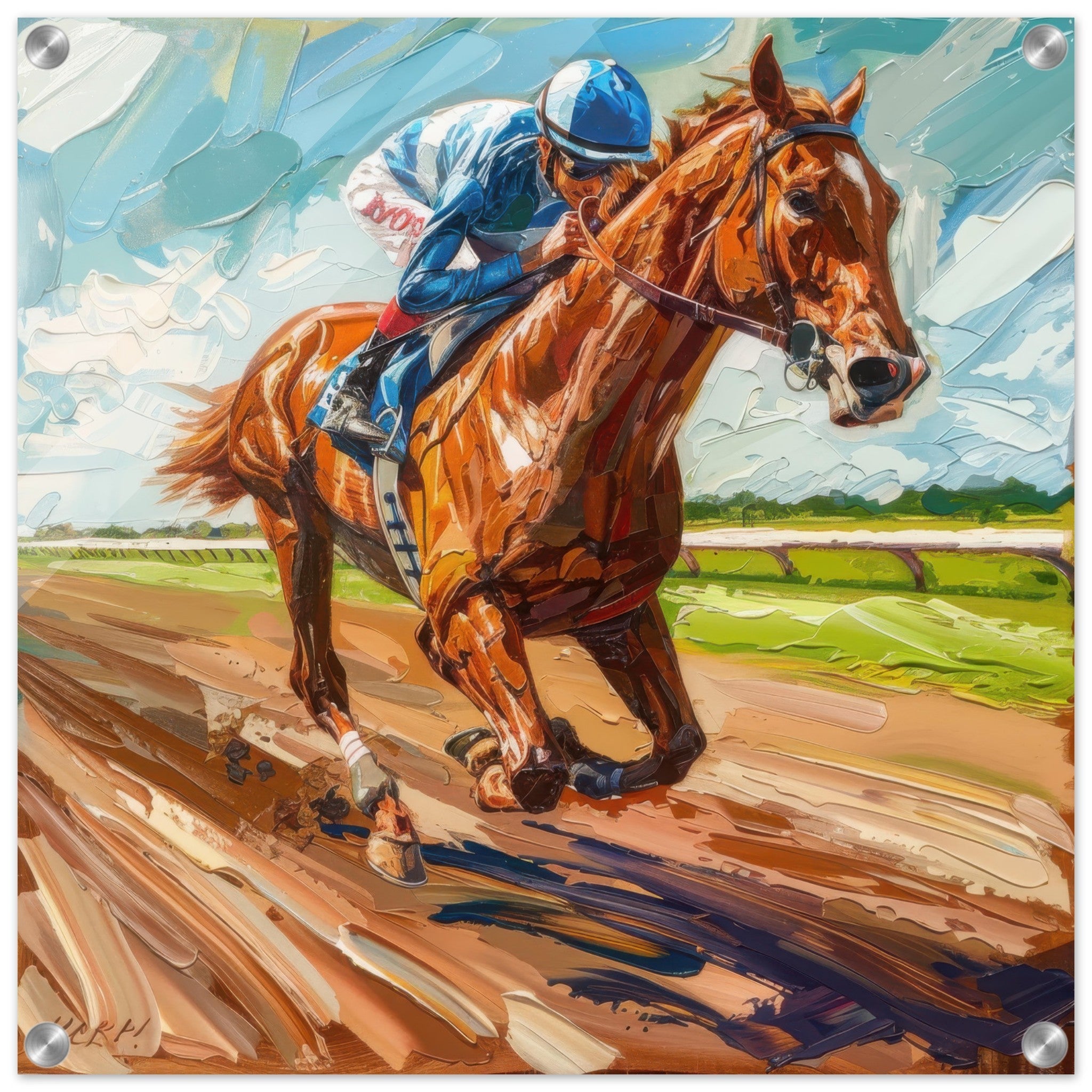 Acrylic Print Square - Horse Racing - Shop Ai Art WebShop - Digital Art online Store